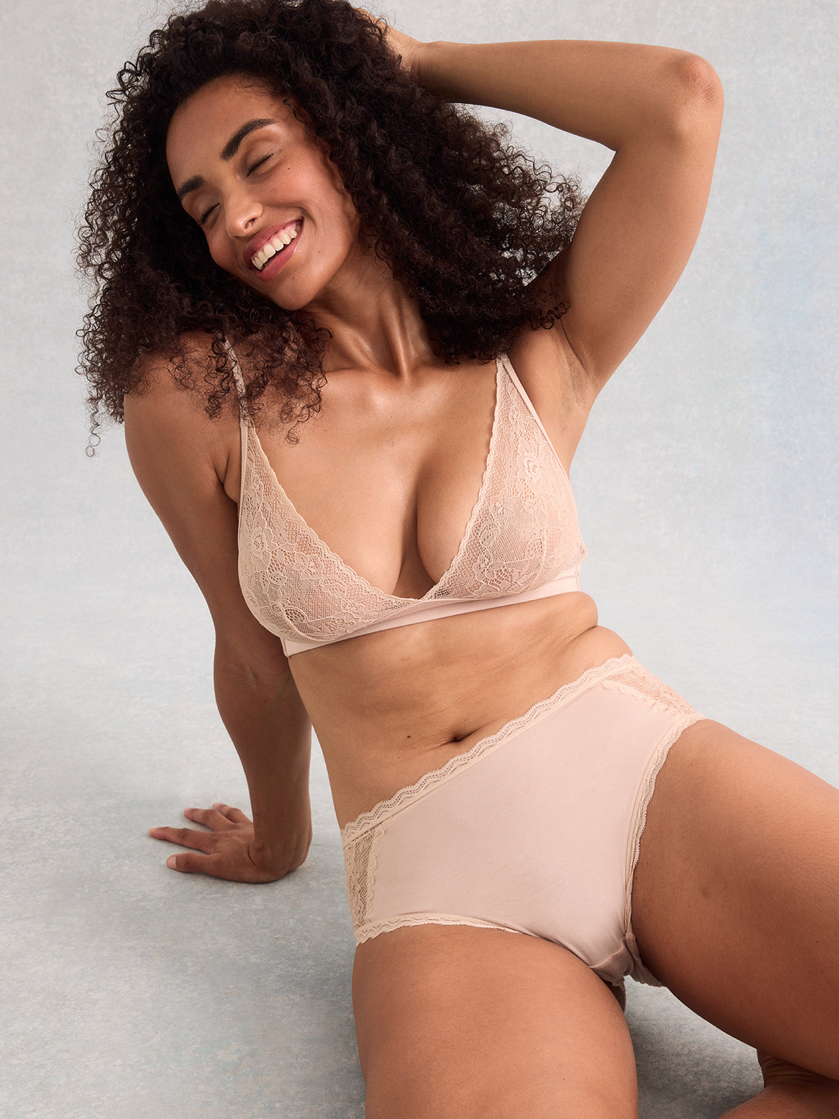 Eco Lace High Rise Knicker - Sand