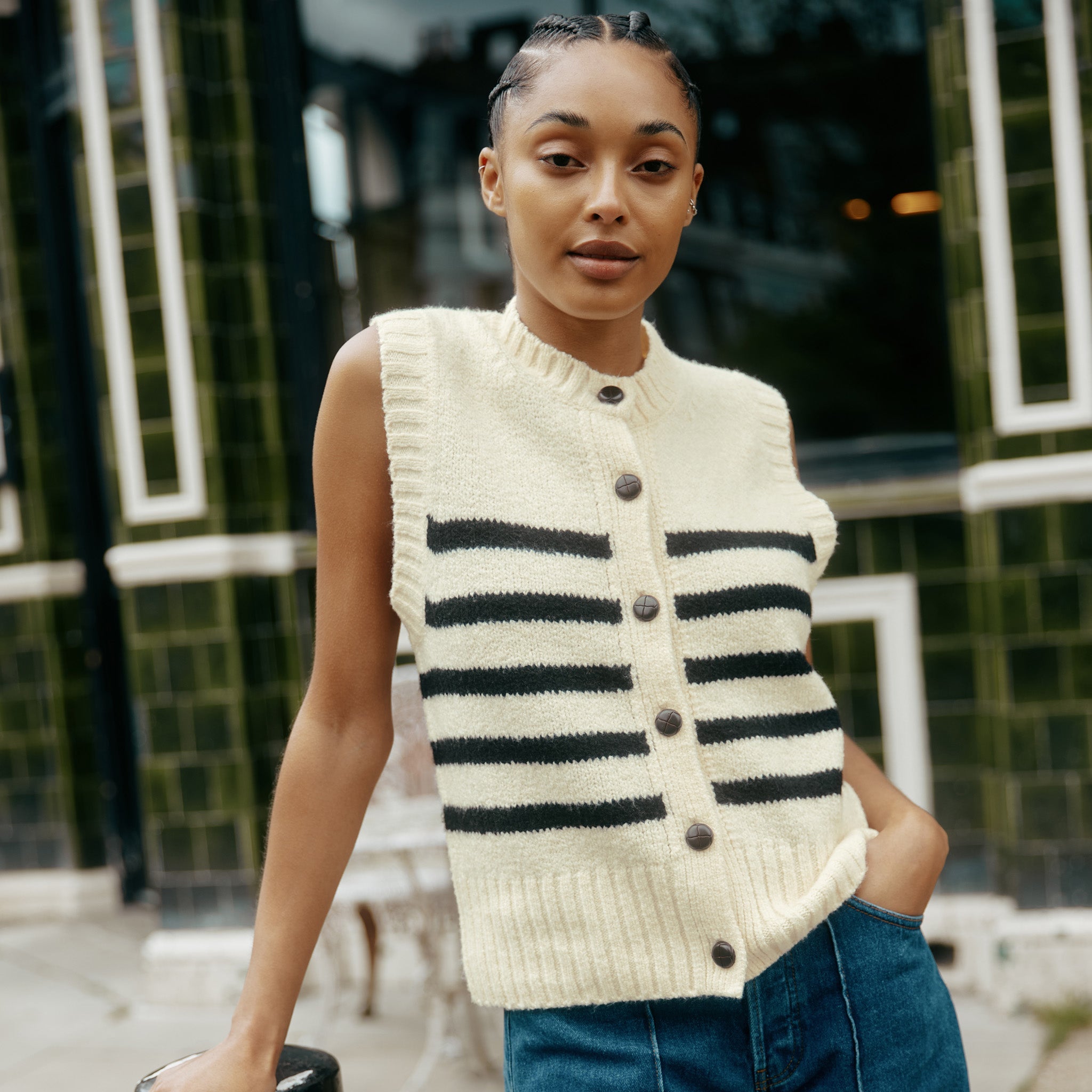 Stripe Button Tank Top