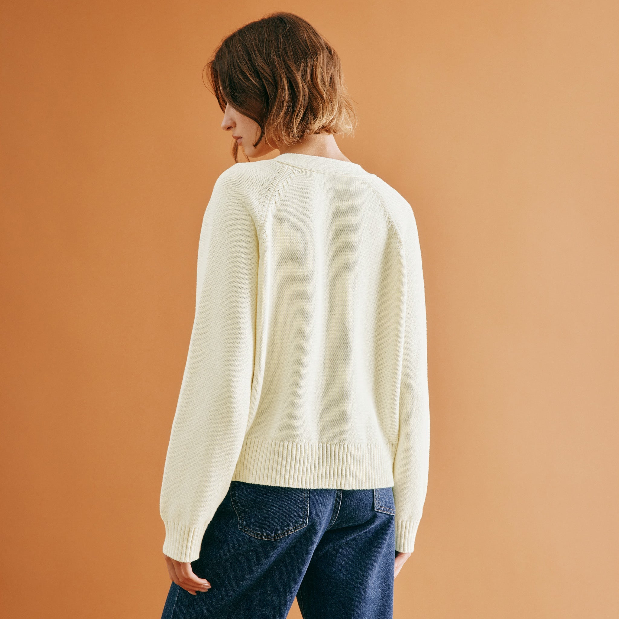 Cream Relaxed v Neck Cardigan
