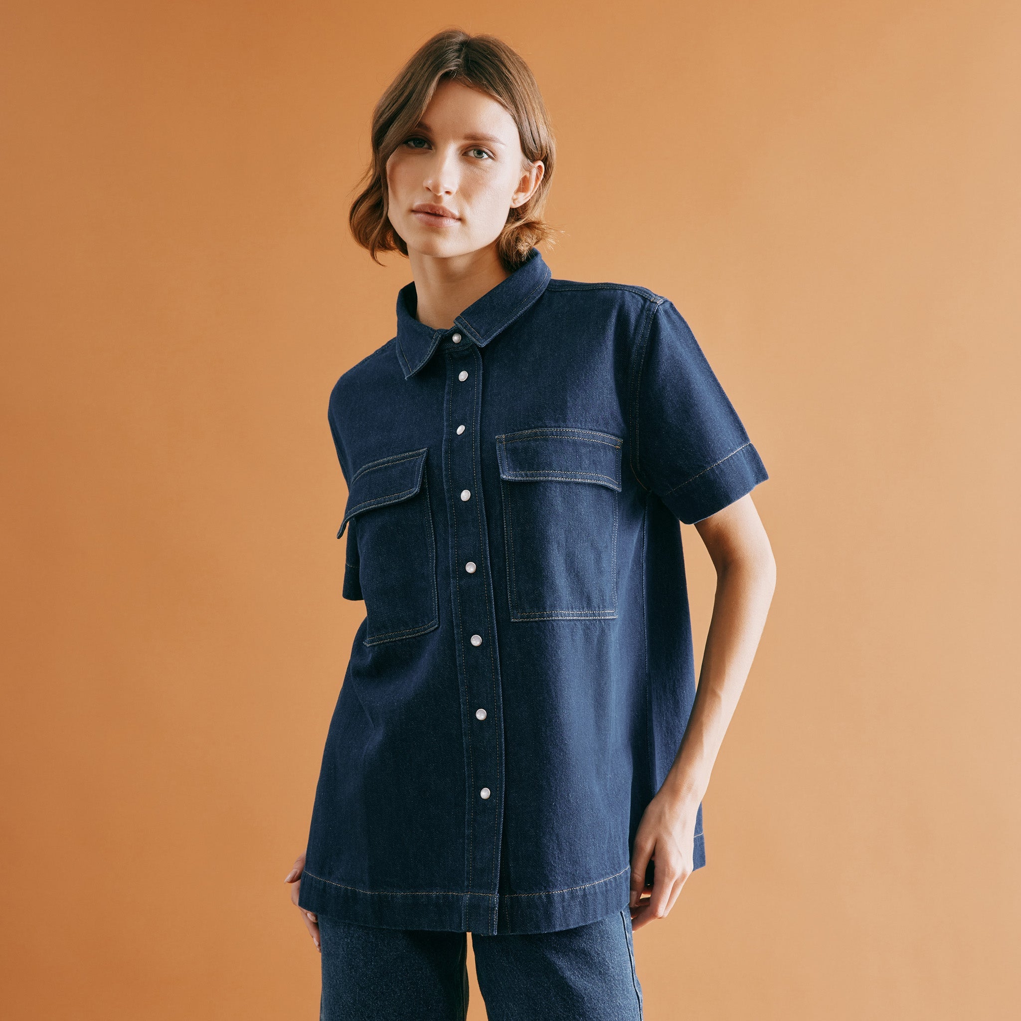 Dark Denim Short Sleeve Shirt