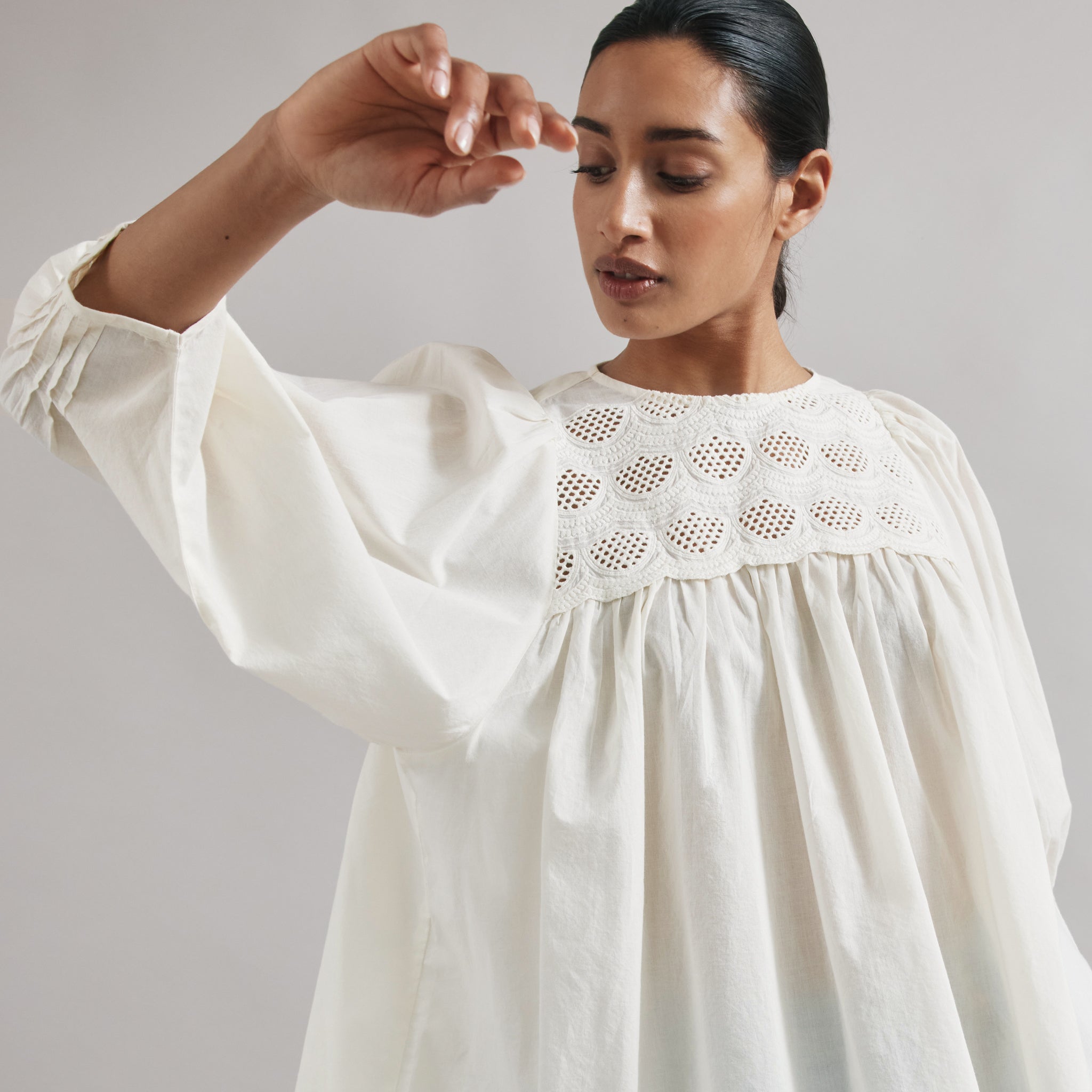 Embroidered Yoke Top