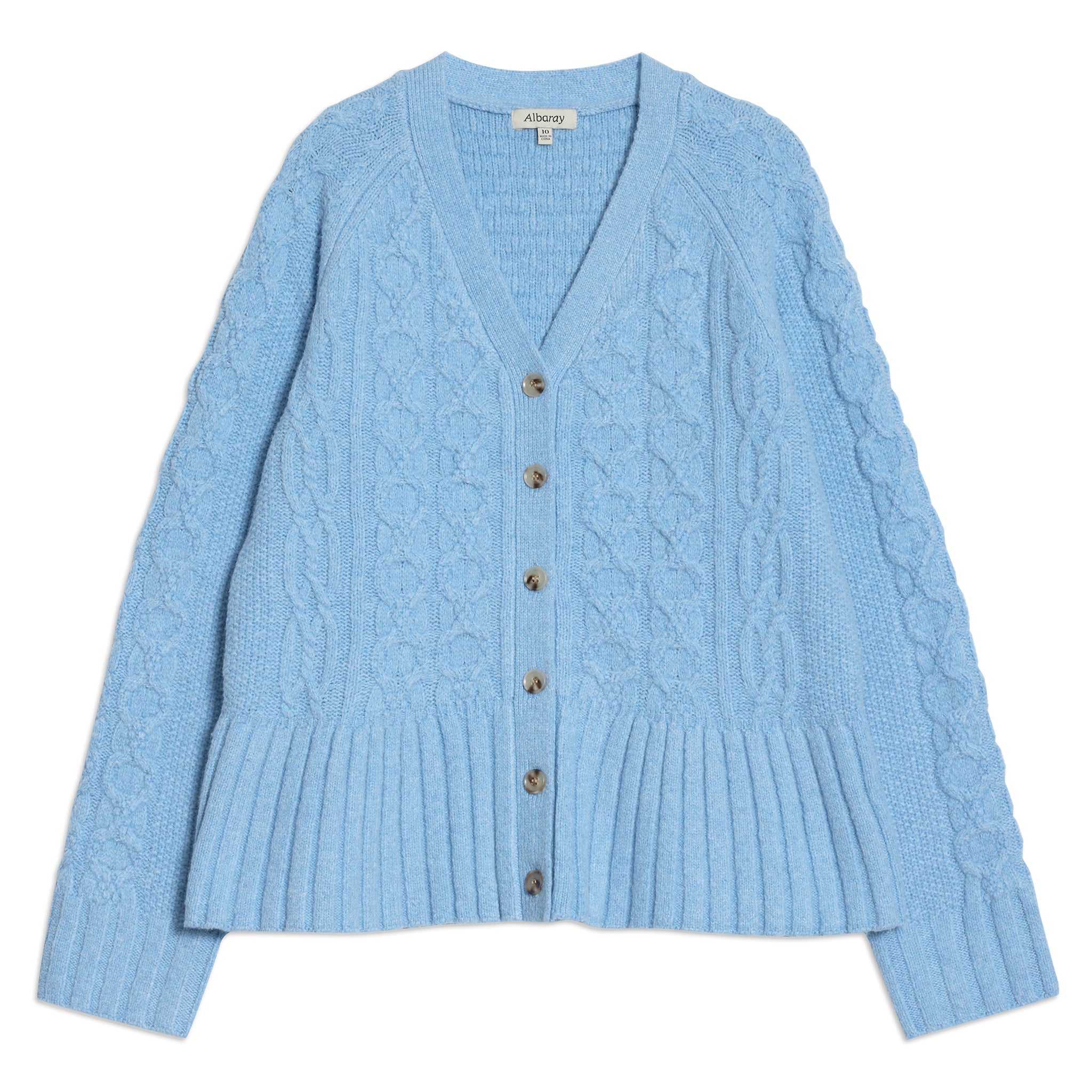 Blue Cable Peplum Cardigan