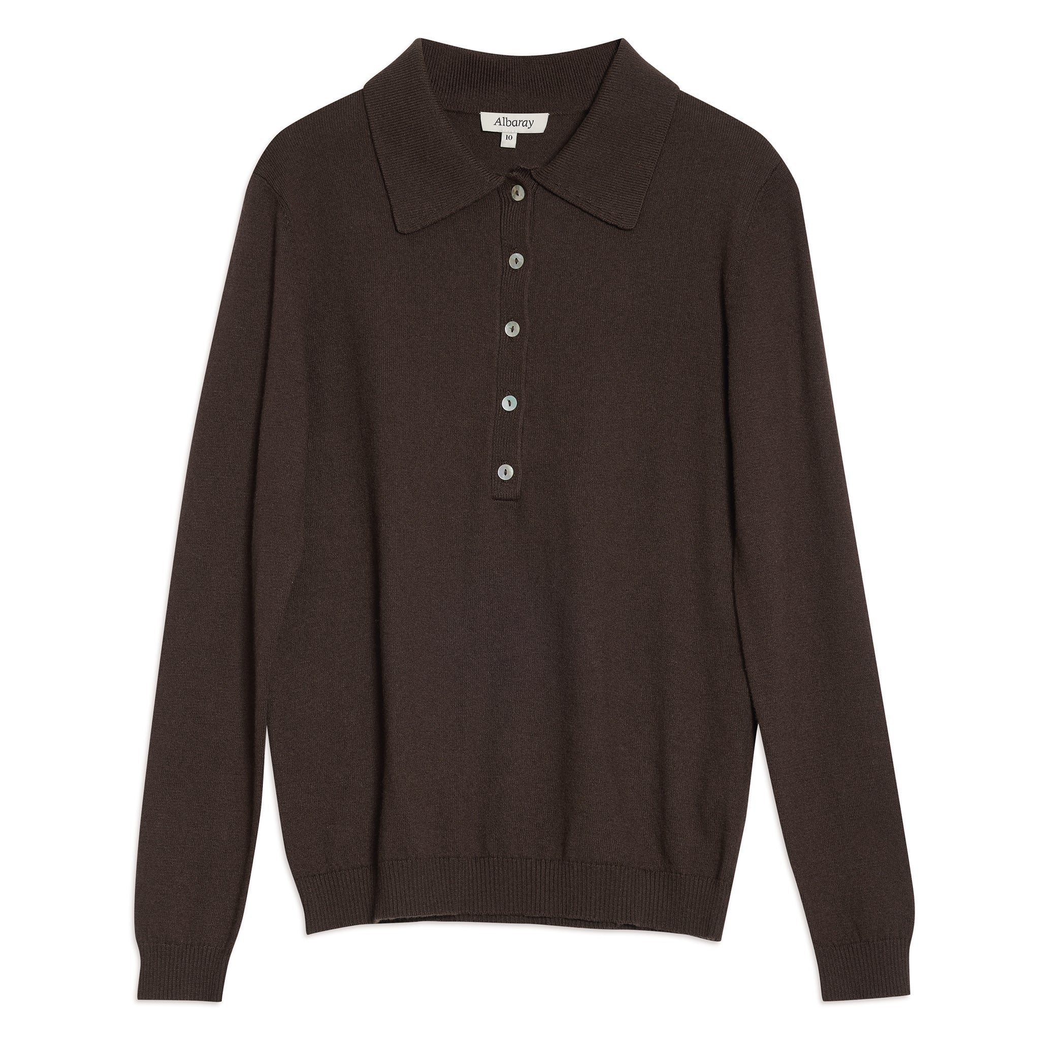 Chocolate Fine Knit Polo Top