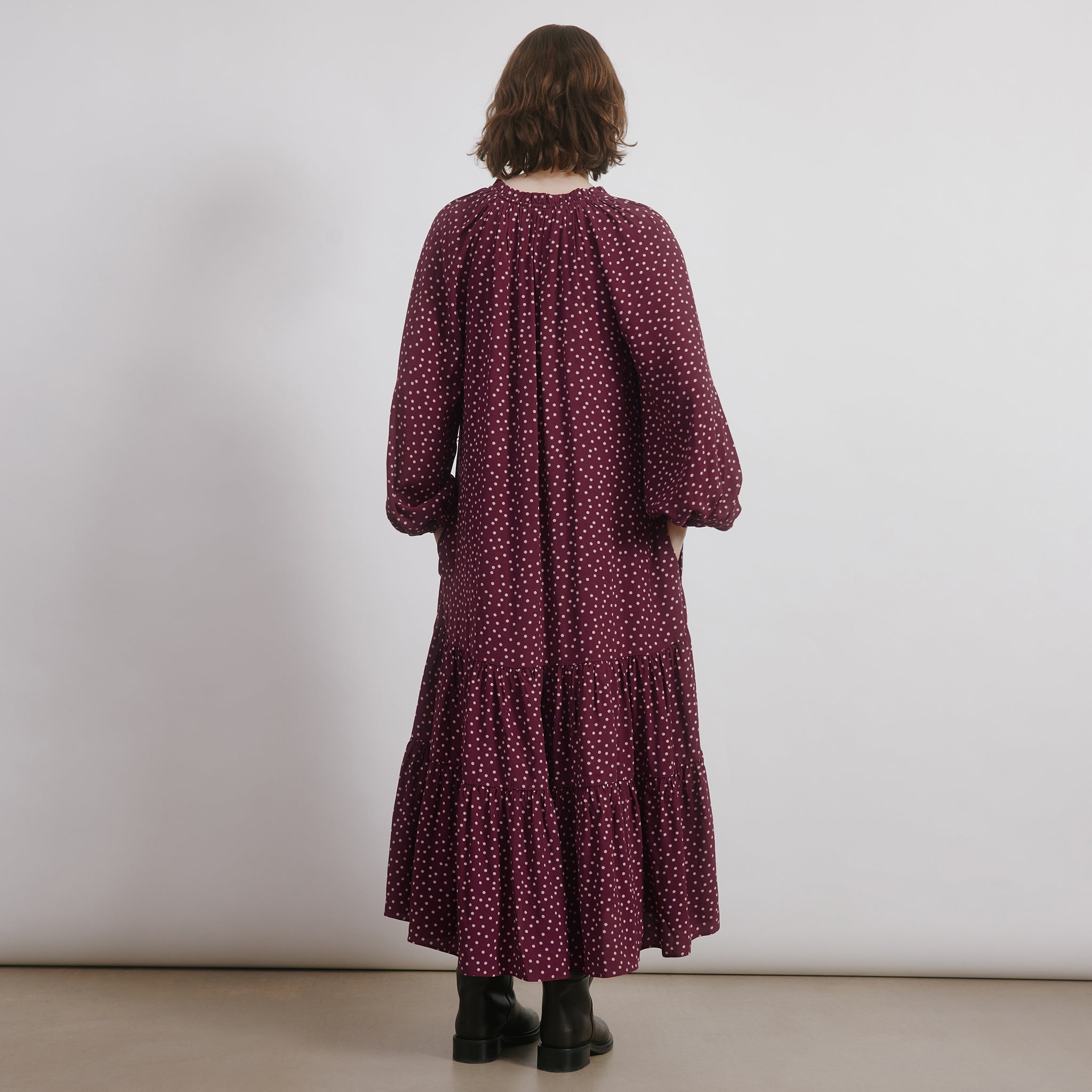 Burgundy Spot Dress