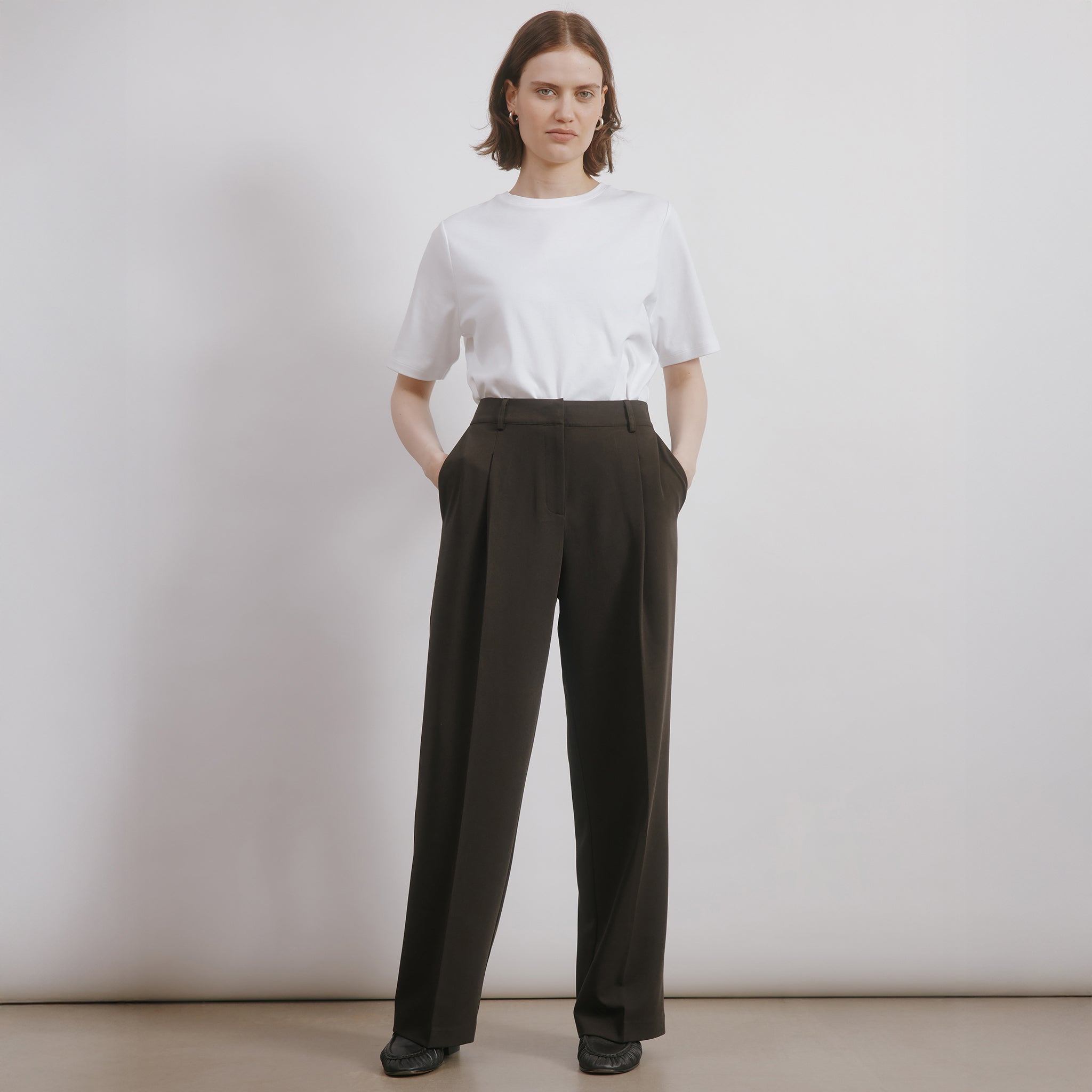 Chocolate Tailored Pleat Trouser
