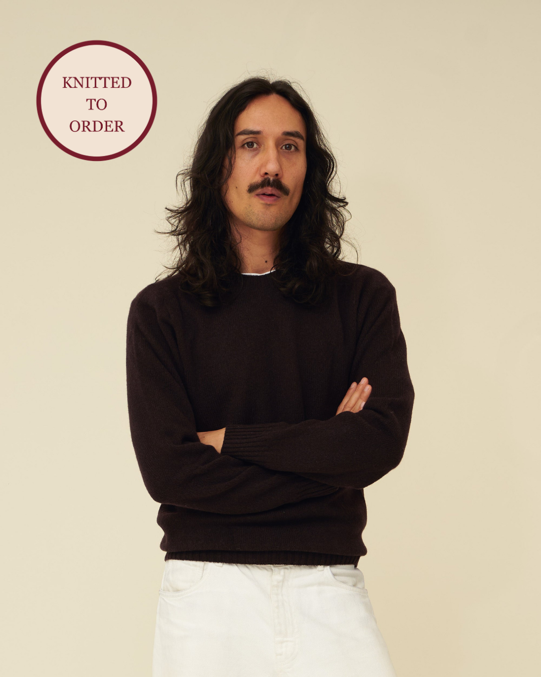 Merino Lambswool Jumper - Dark Brown (Knitted-to-Order)