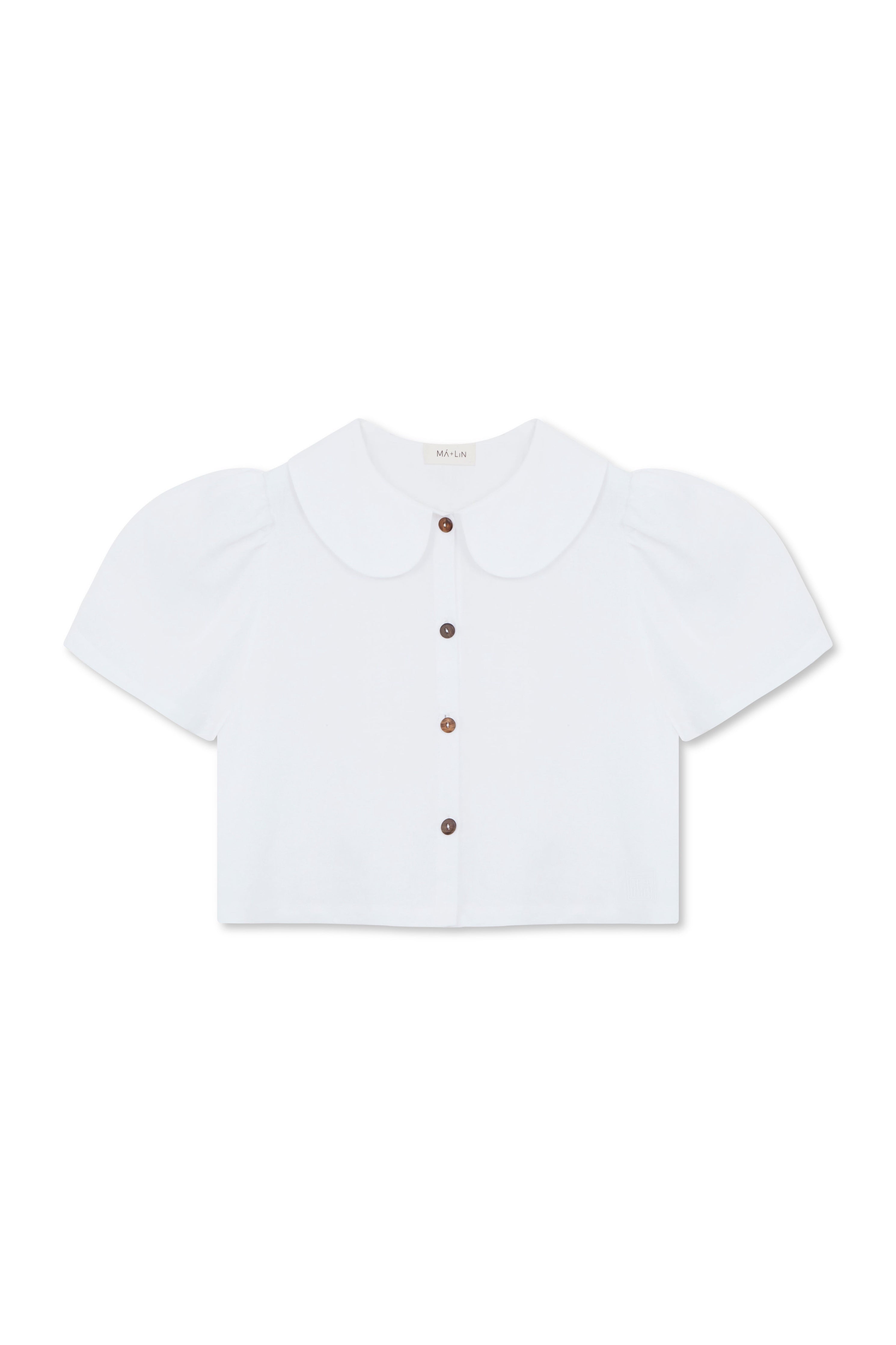 Frances Linen Cropped Blouse  - White