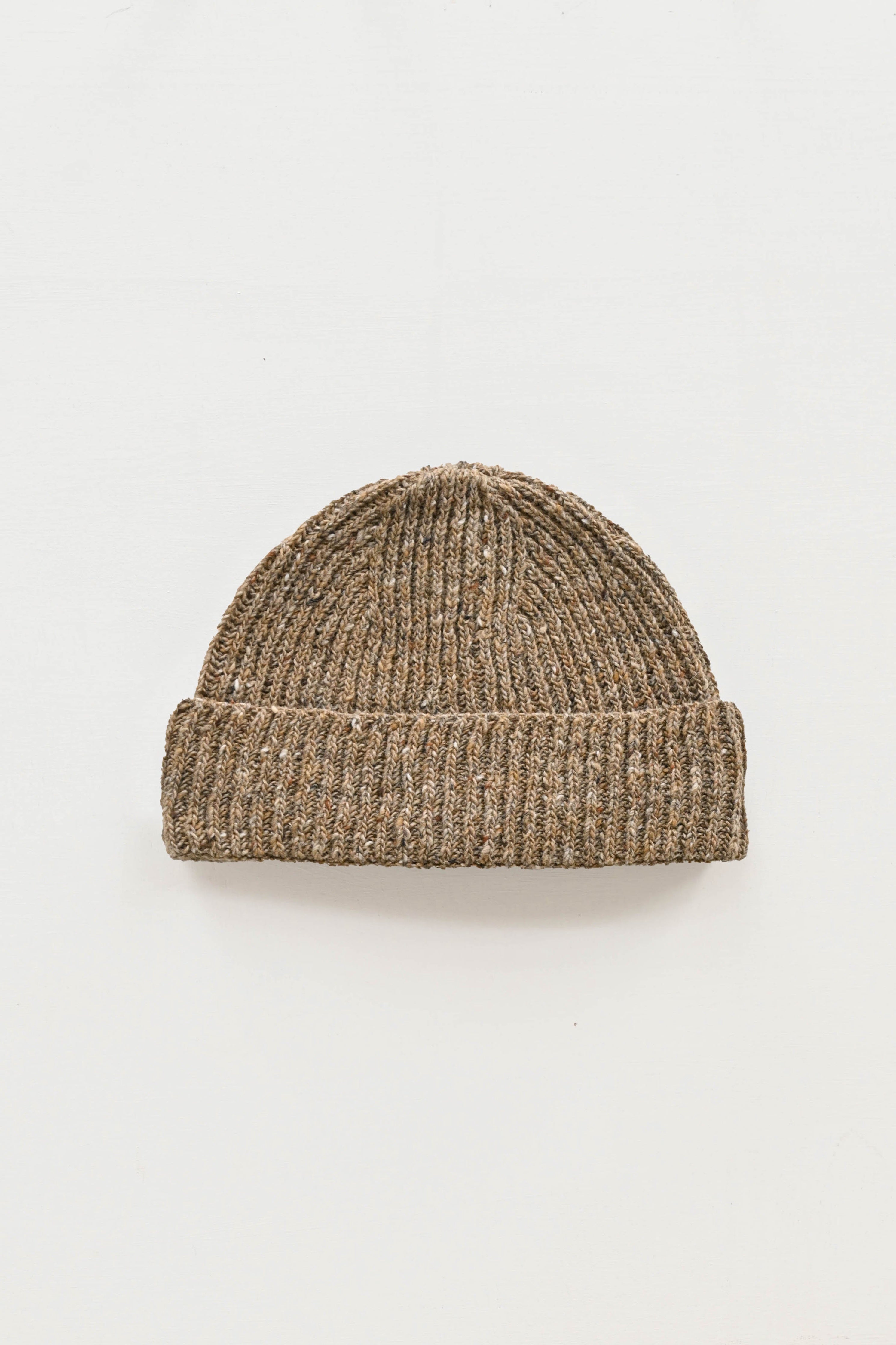 Donegal Merino Wool Beanie Hat in Biscuit