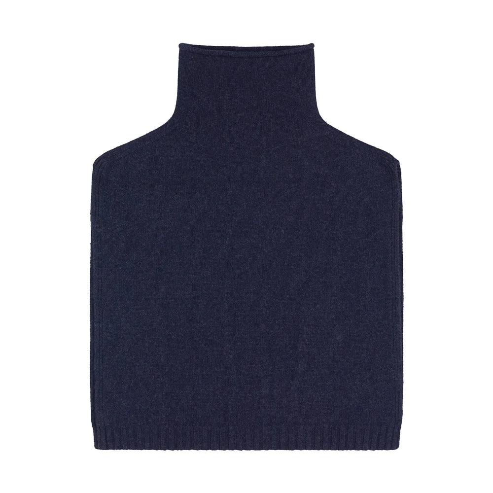 Funnel Neck Poncho in Indigo Melange