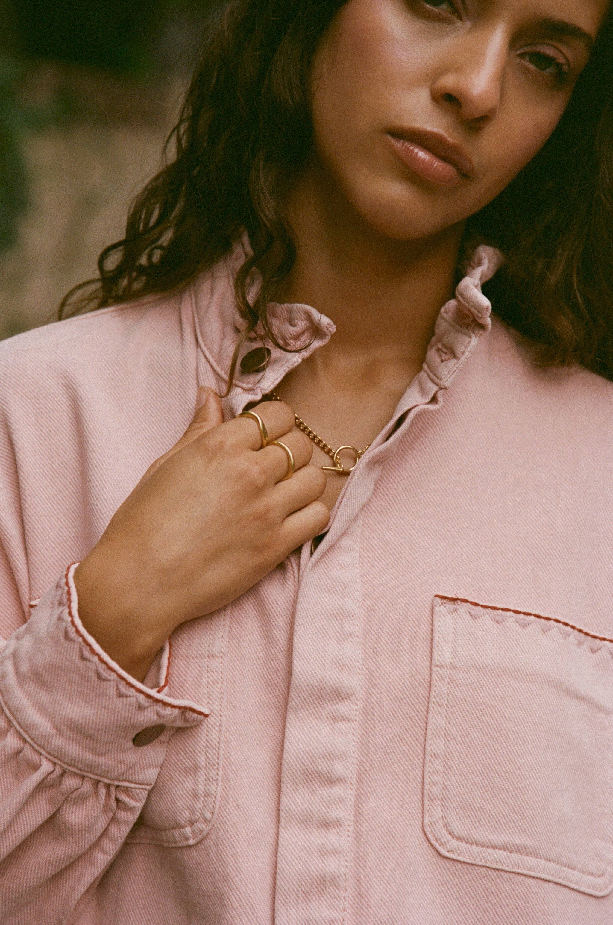Ziggy Cropped Denim Jacket in Peony Pink