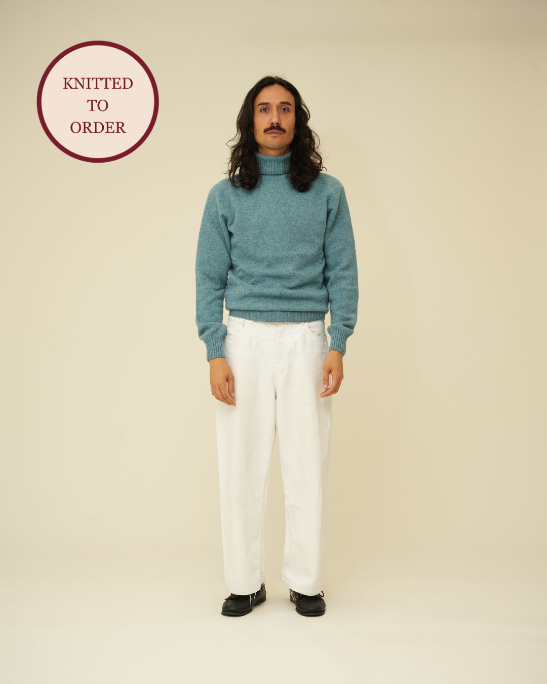 Merino Lambswool Roll Neck - Helford Green (Knitted-to-Order)