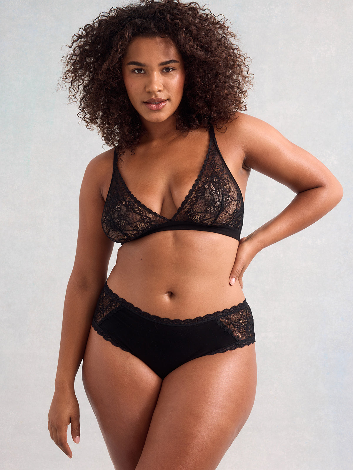 Eco Lace High Rise Knicker - Black