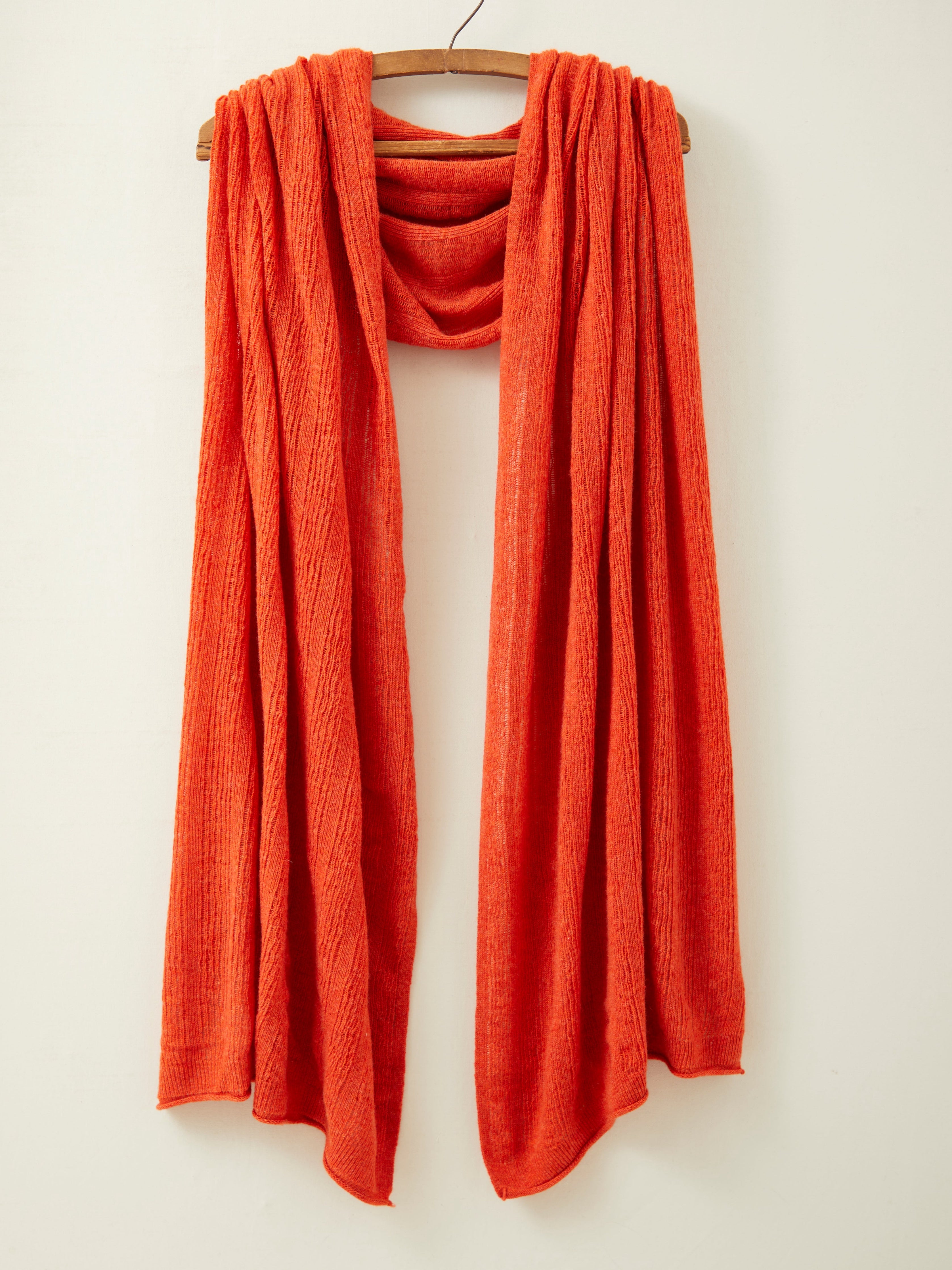Fine Merino Lambswool Brant Wrap in Burnt Orange