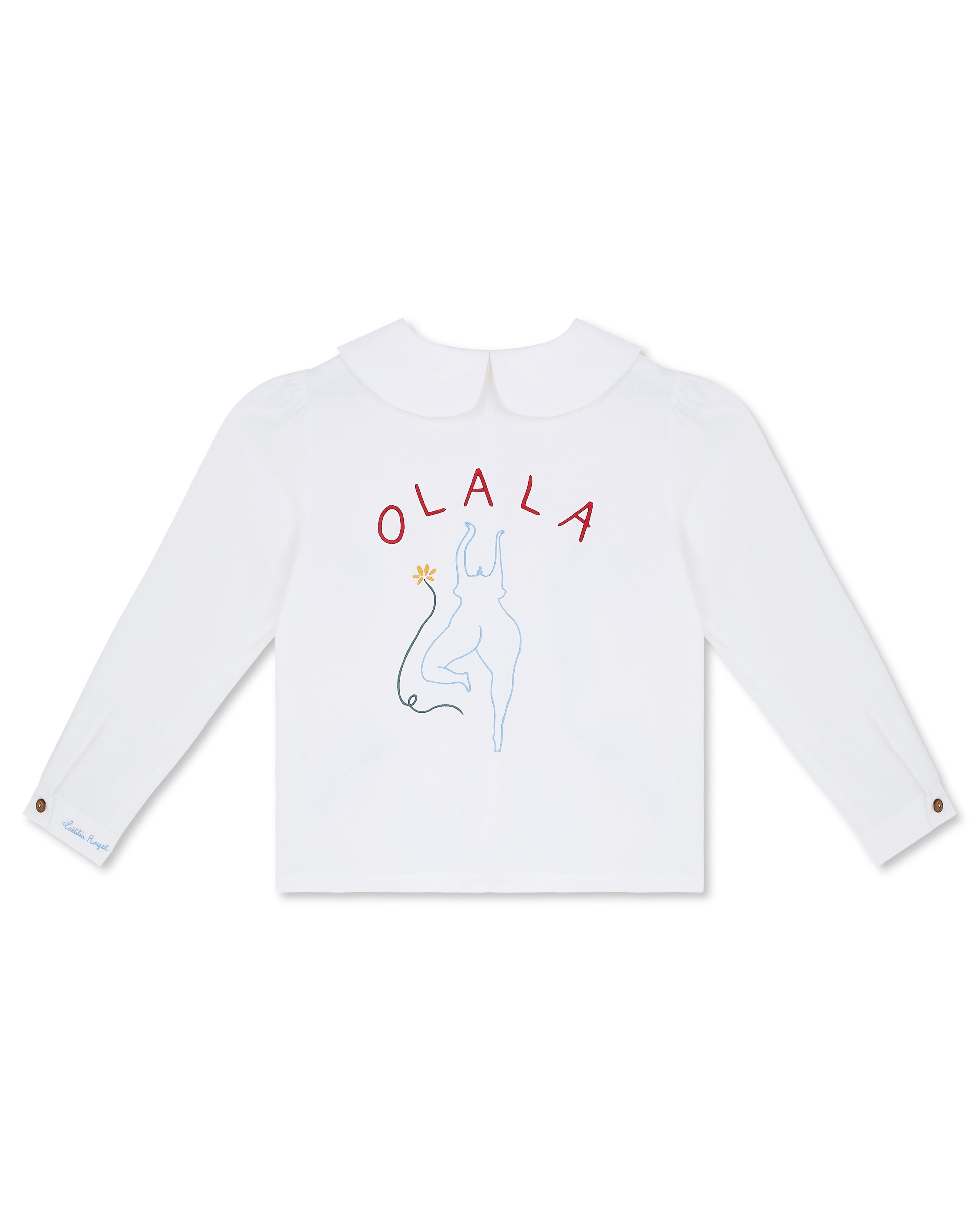 OLALA Embroidered Claudine Linen Blouse - White  X Laetitia Rouget