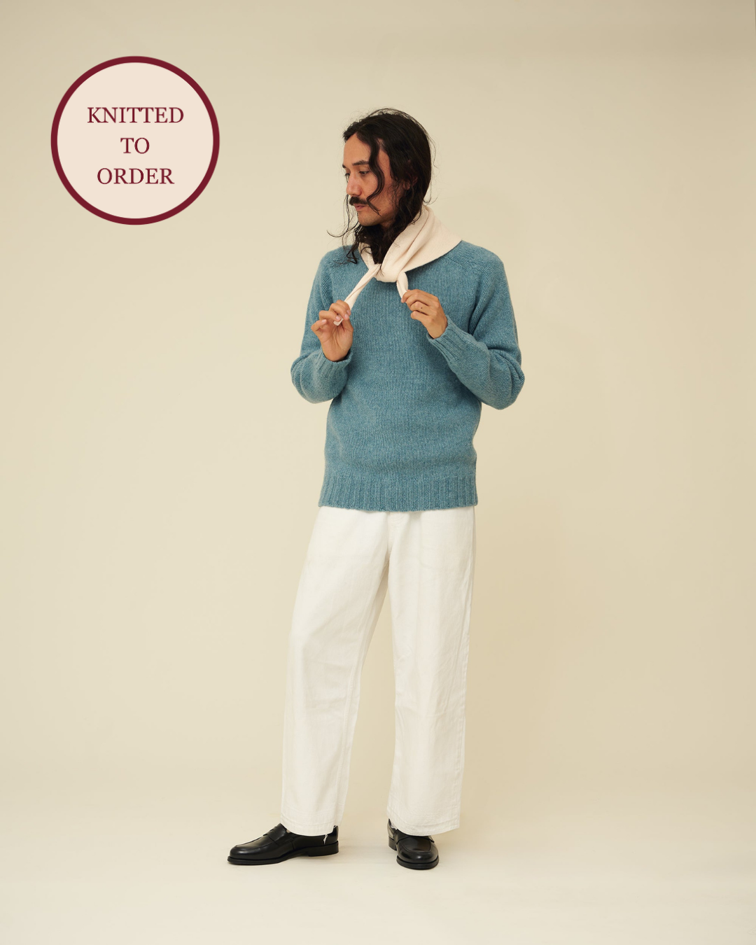 Merino Lambswool Neckerchief - Ecru (Knitted-to-Order)