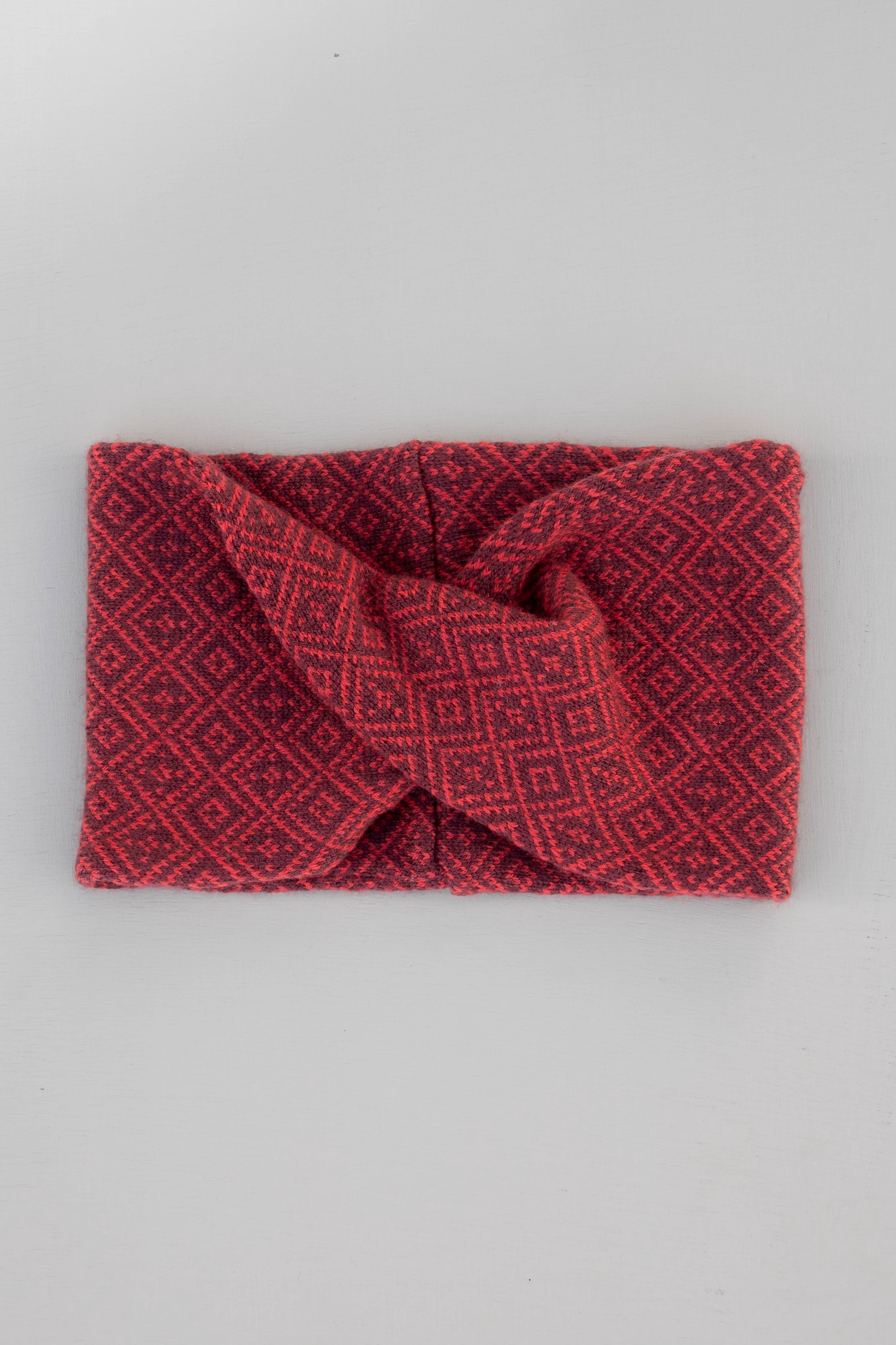 The Nora Merino Headwrap/Cowl in Garnet and Berry