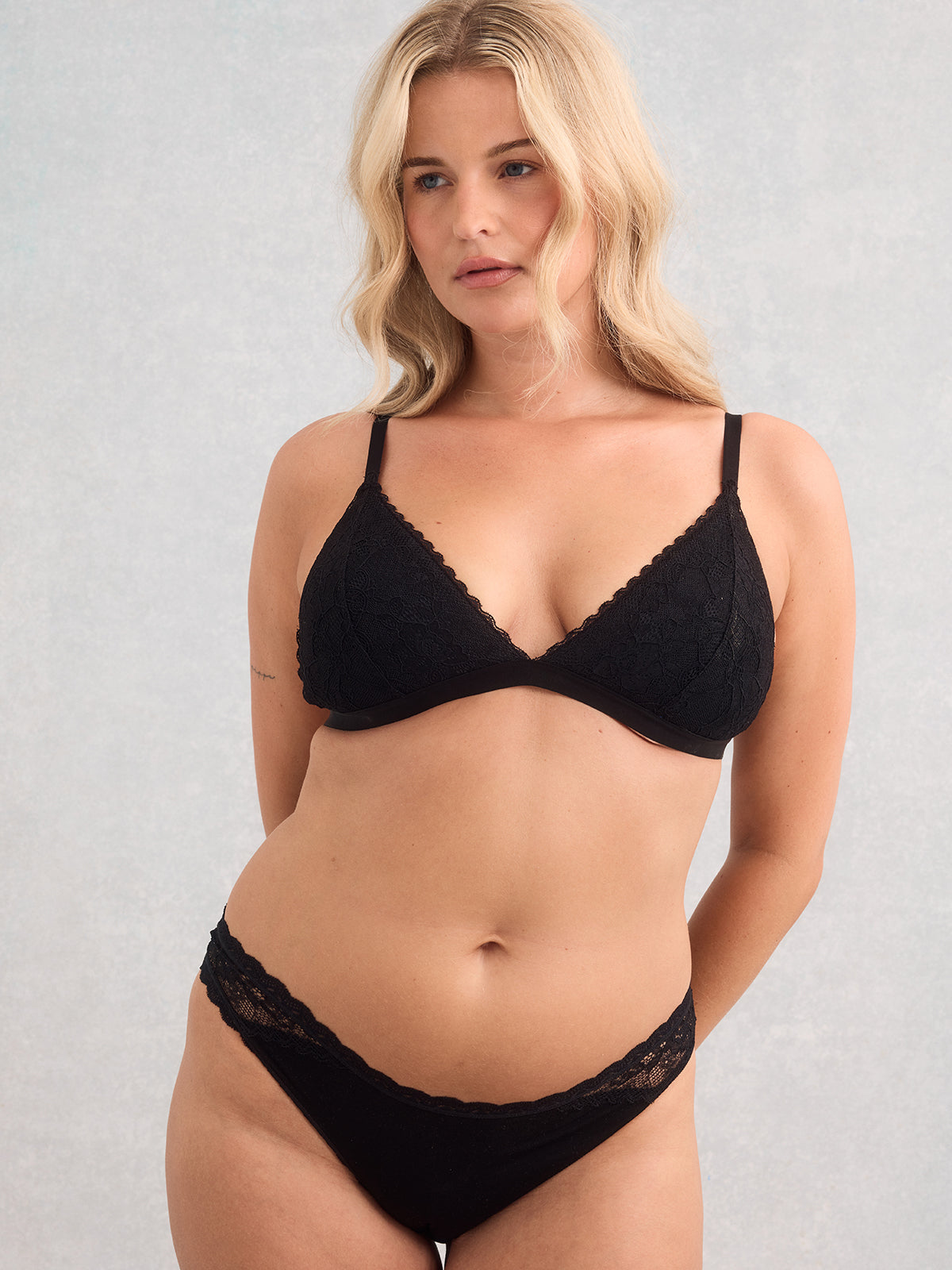 Eco Lace Padded Triangle Bra - Black
