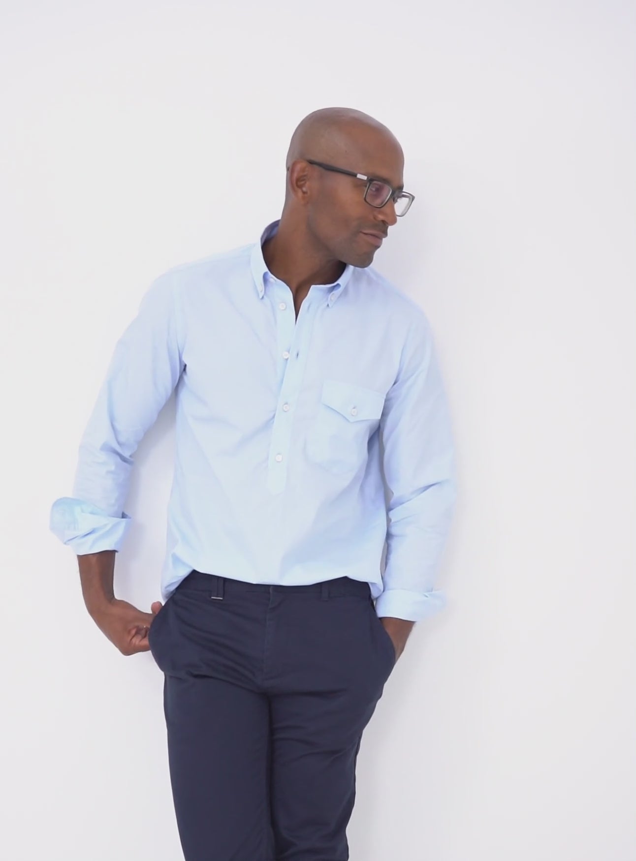 Regenerative Cotton Sky Modern Button-down Popover Shirt