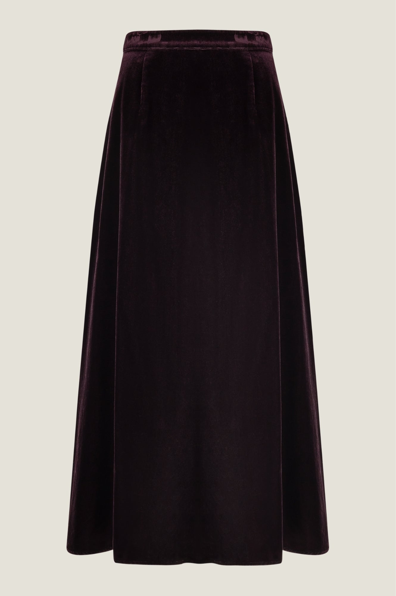 Velvet Midi Skirt | Aubergine