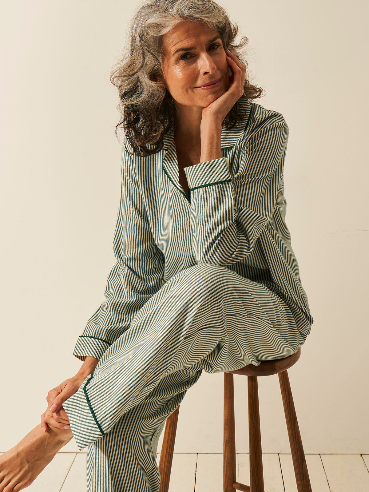 Soft Brushed Woven Pyjama Bottoms - Alpine Stripe