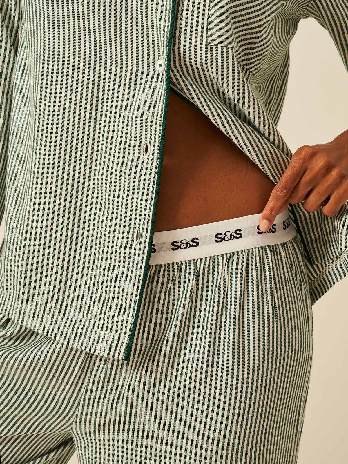 Soft Brushed Woven Pyjama Bottoms - Alpine Stripe