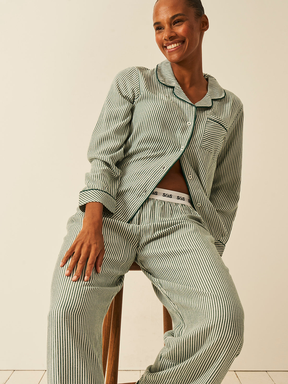 Soft Brushed Woven Pyjama Bottoms - Alpine Stripe