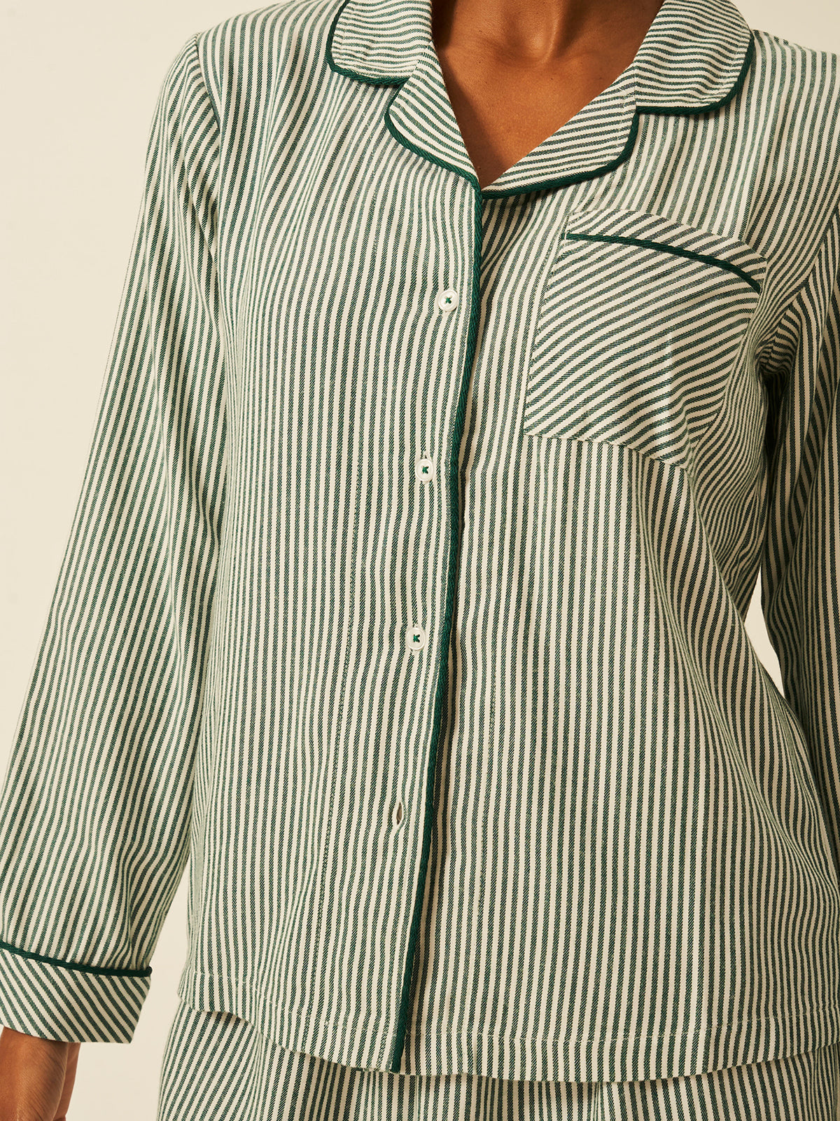 Soft Brushed Woven Pyjama Top - Alpine Stripe