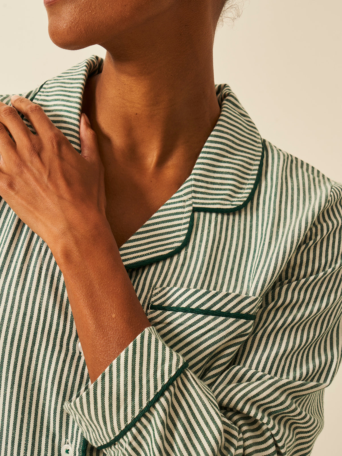 Soft Brushed Woven Pyjama Top - Alpine Stripe