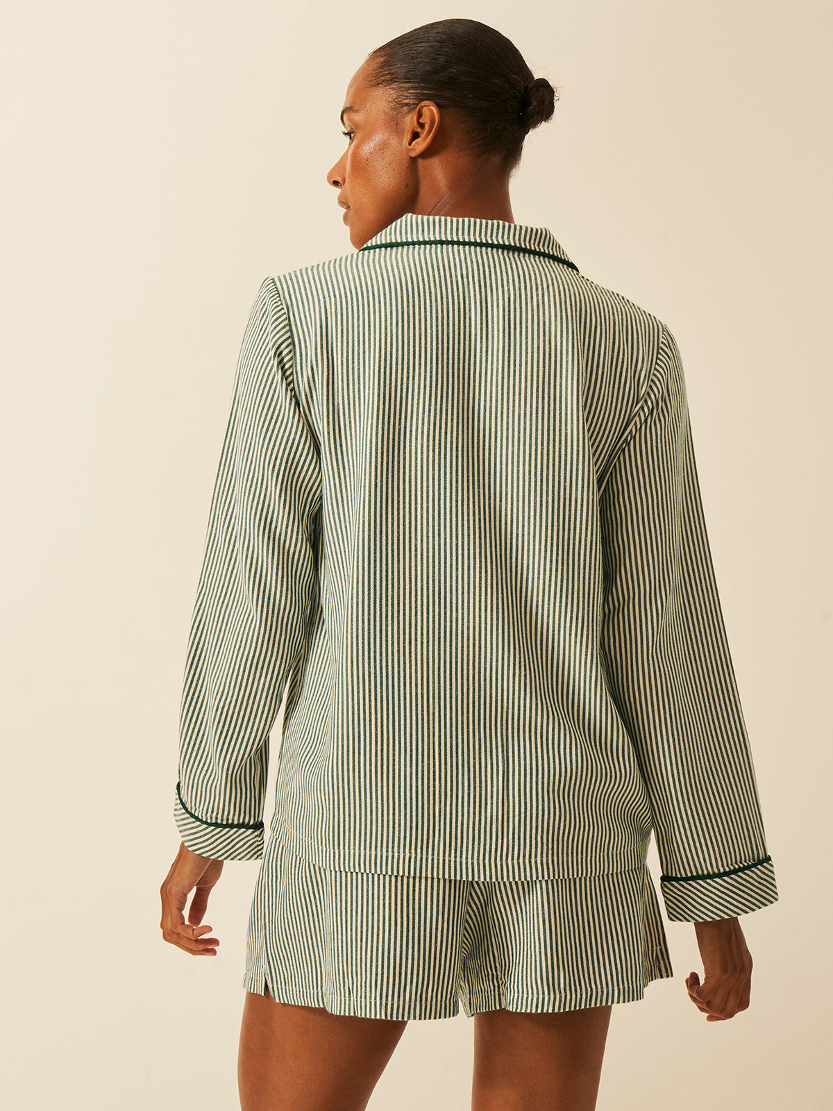 Soft Brushed Woven Pyjama Top - Alpine Stripe