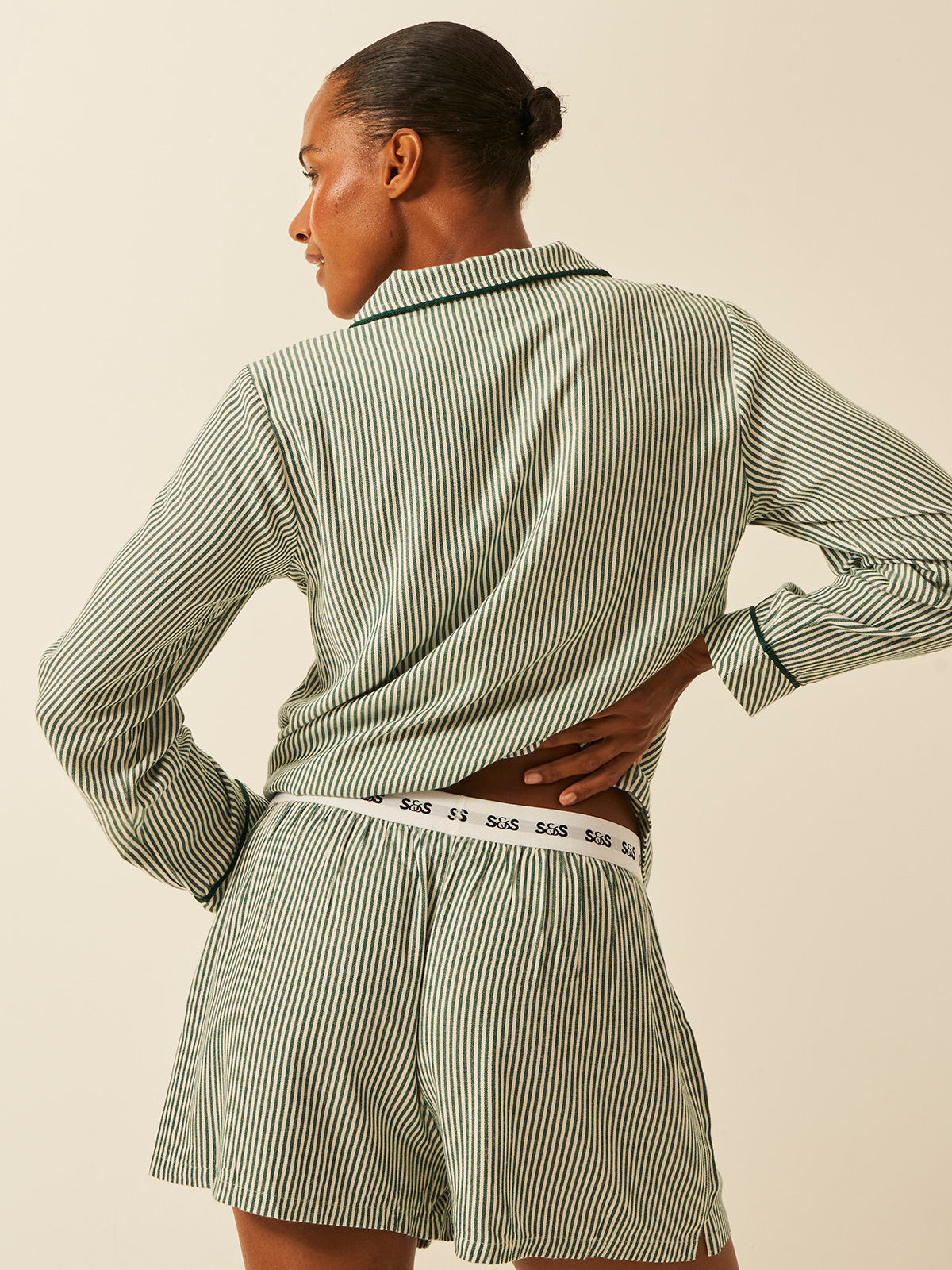 Soft Brushed Woven Pyjama Shorts - Alpine Stripe
