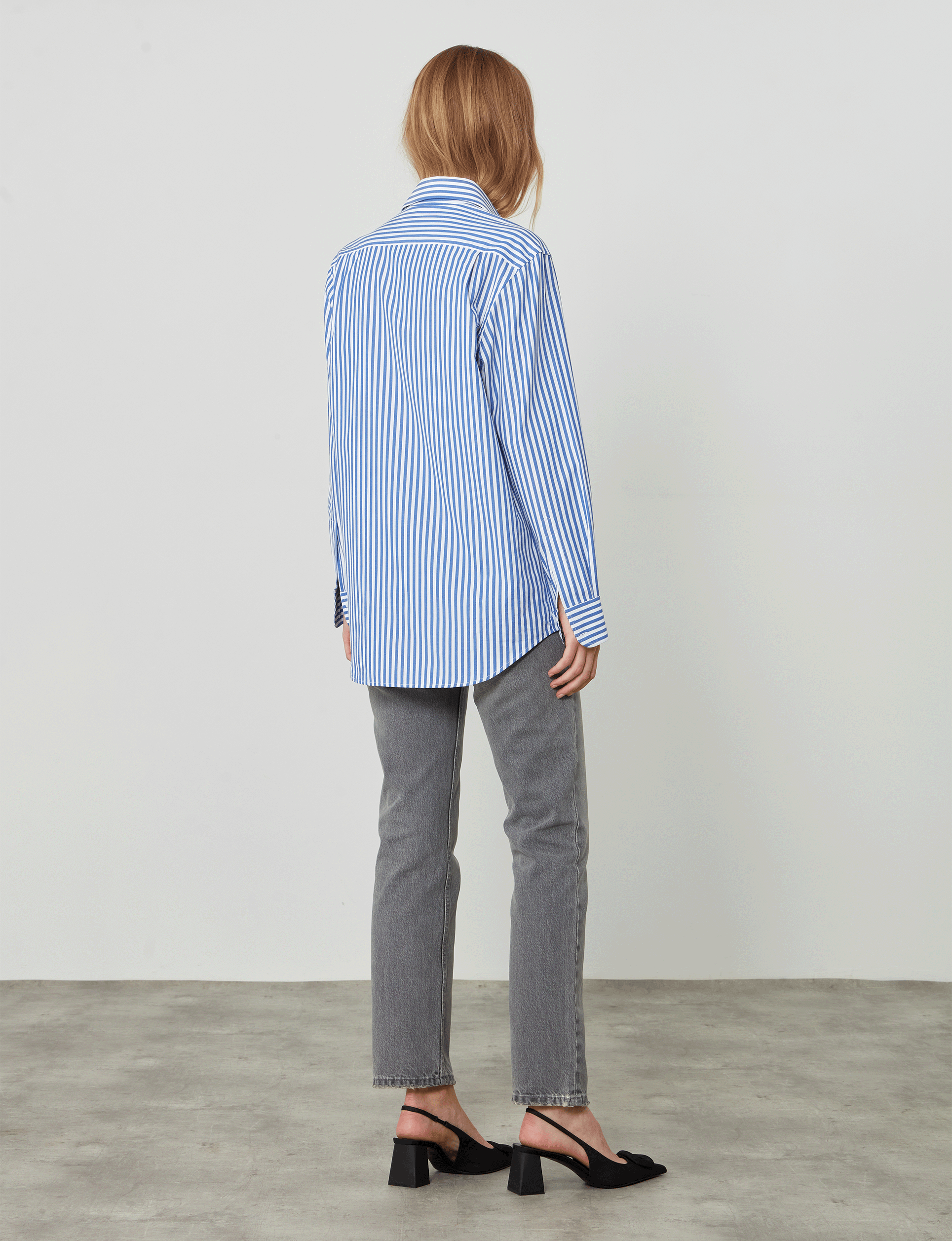 The Boyfriend: Fine Poplin, Royal Blue Stripe