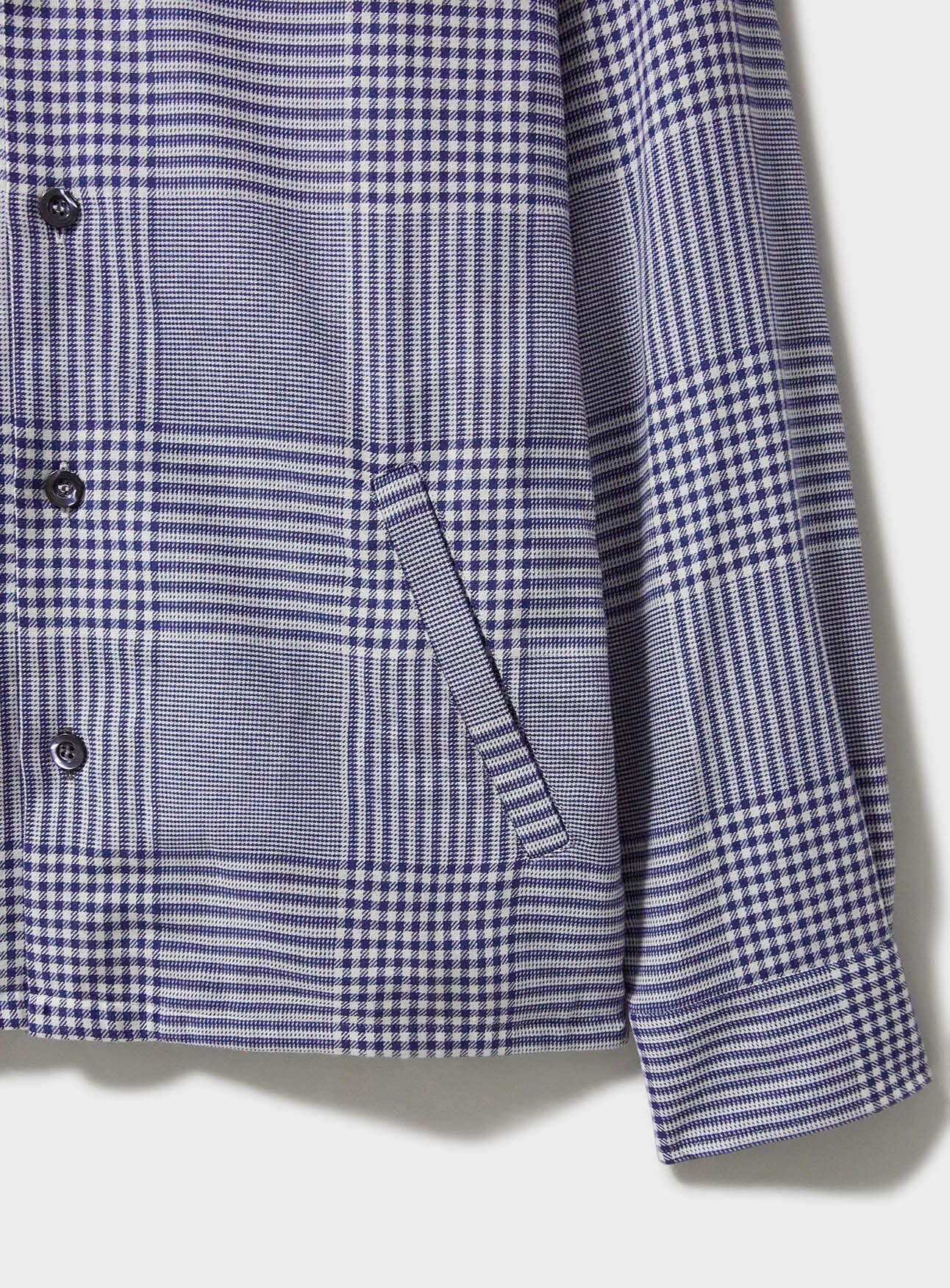 100% Recycled Cotton Navy Prince of Wales Neem St James Overshirt