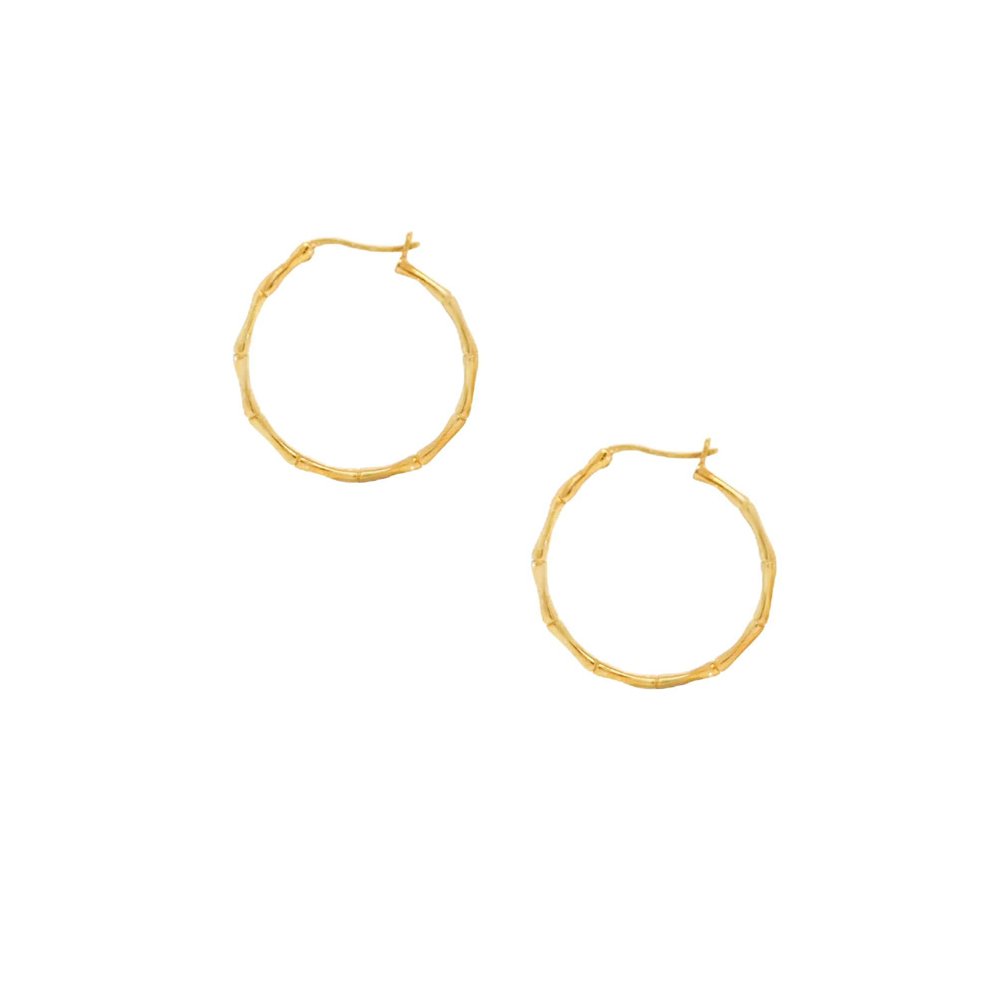 Bamboo Hoop Earrings Gold