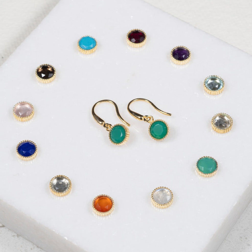 Barcelona Gold Vermeil Birthstone Hook Earrings