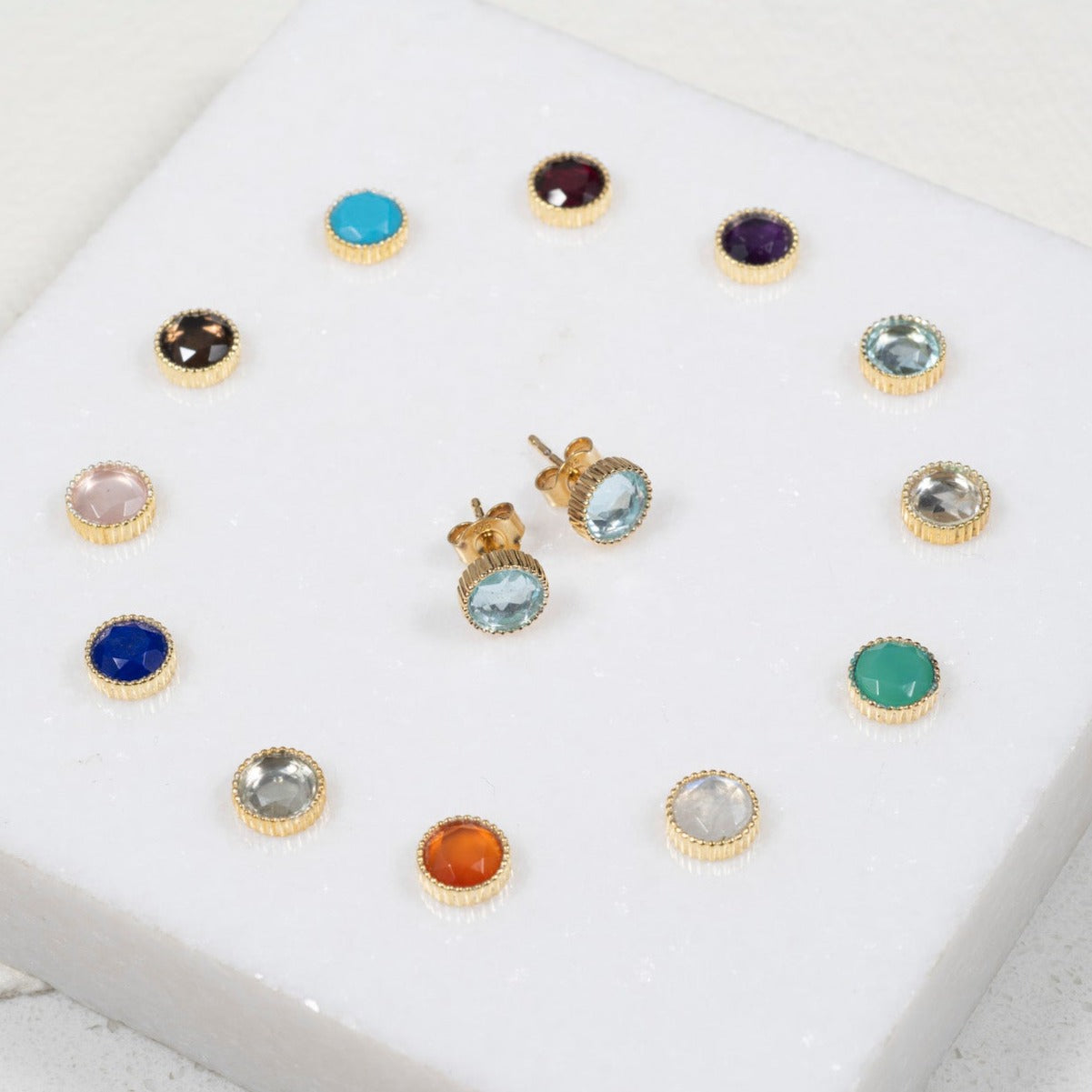 Barcelona Gold Vermeil Birthstone Stud Earrings
