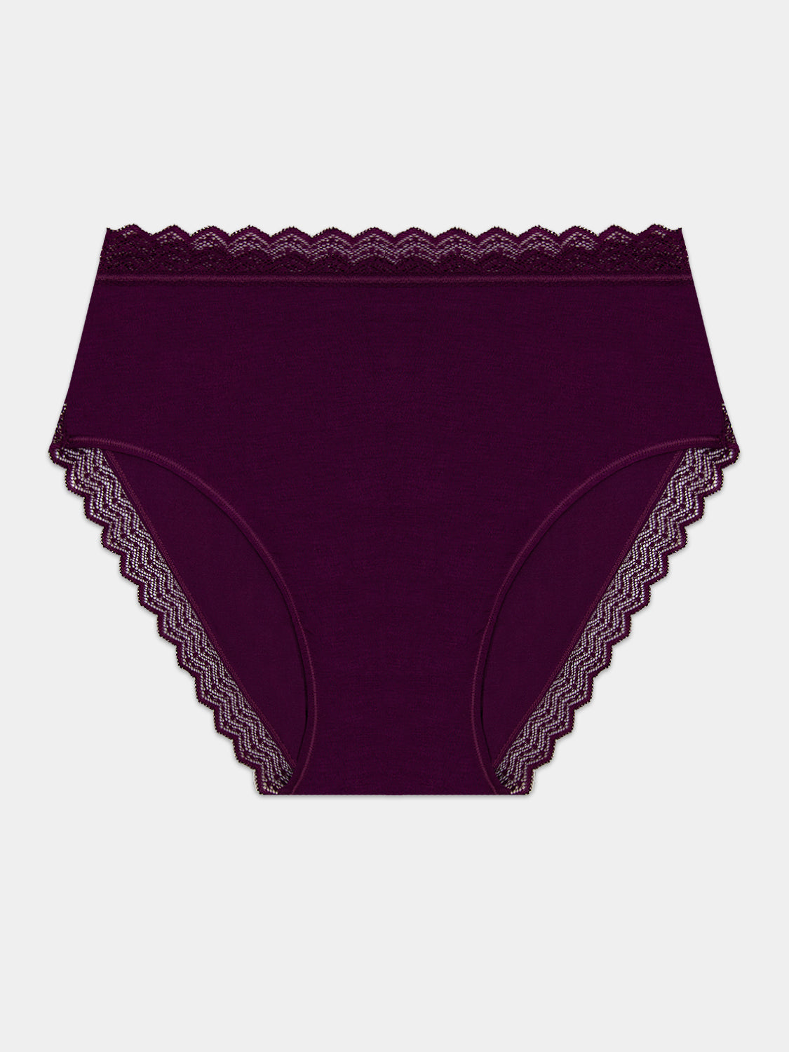 ZigZag Lace High Rise Knicker - Black Cherry