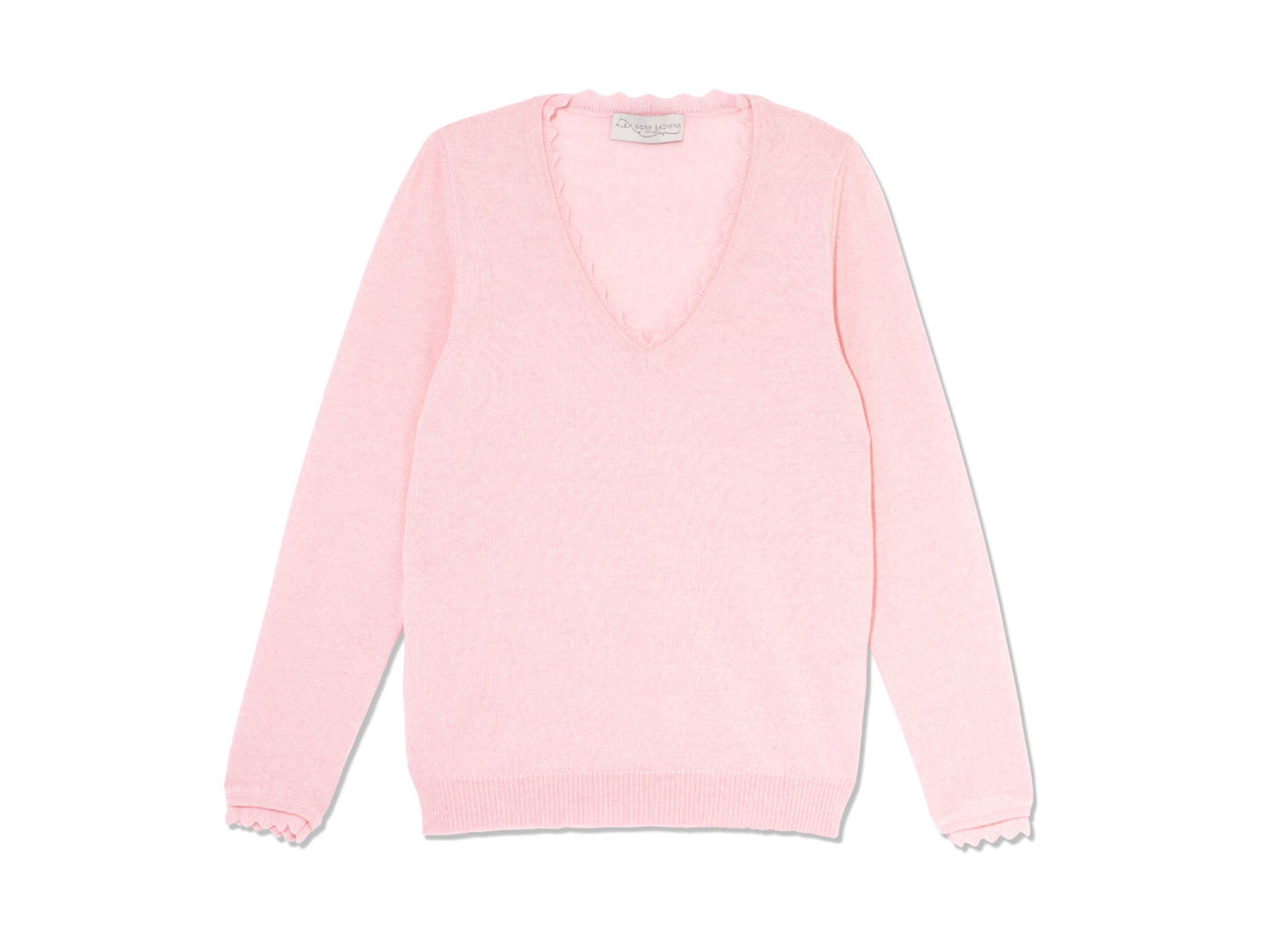 Basic v Neck Sweater - Pink