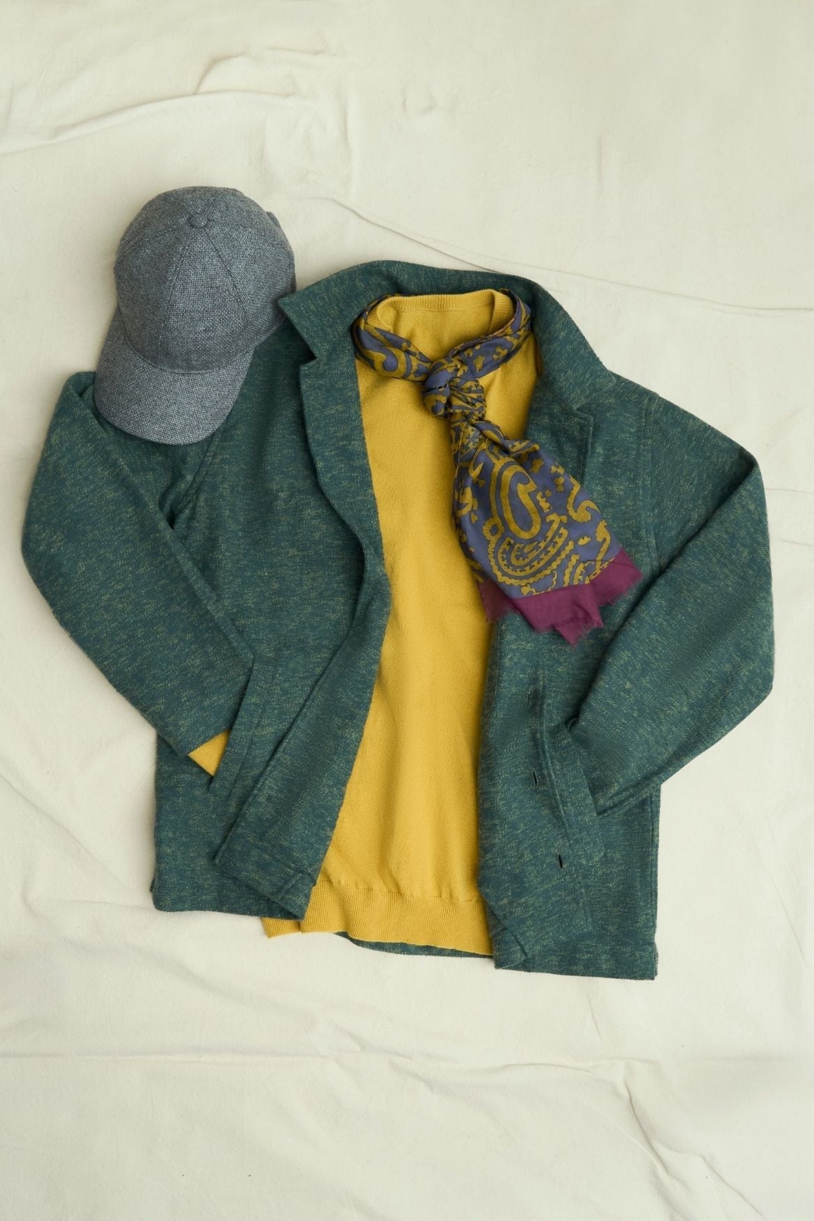 Recycled Italian Wool Knit Yellow Crew Neck