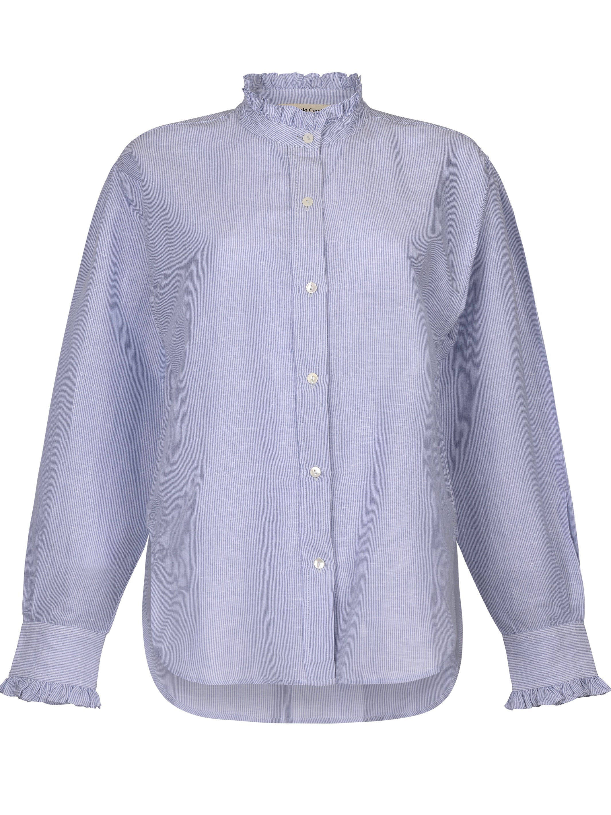 JO - Blue and White Pinstripe Linen Weave