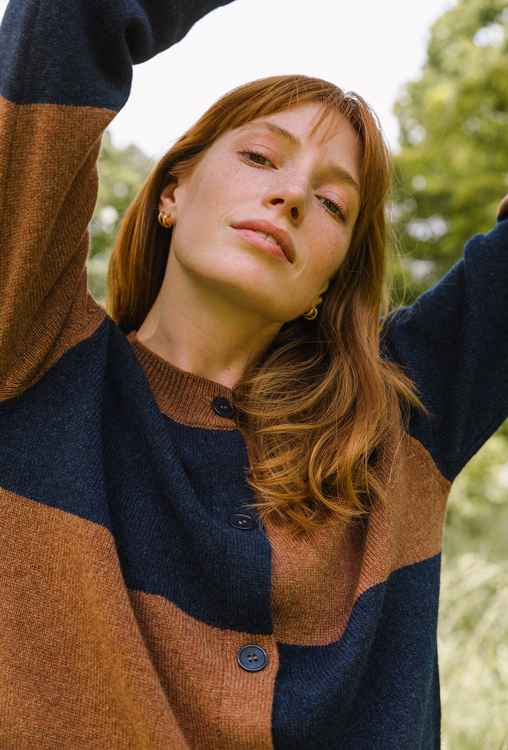 Check Cardigan - Suede