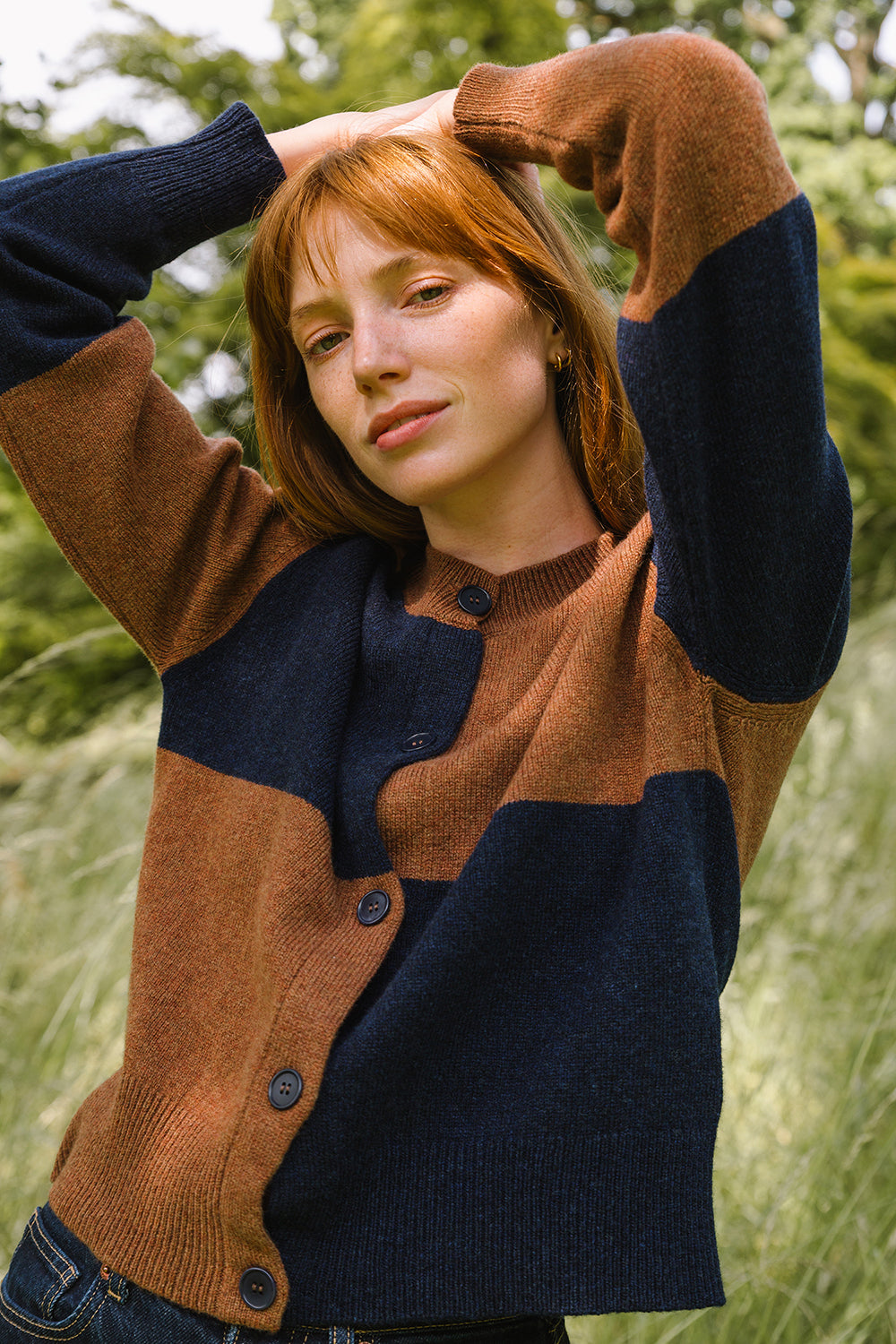 Check Cardigan - Suede