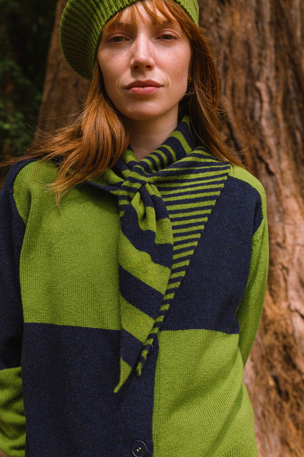 Check Cardigan - Moss