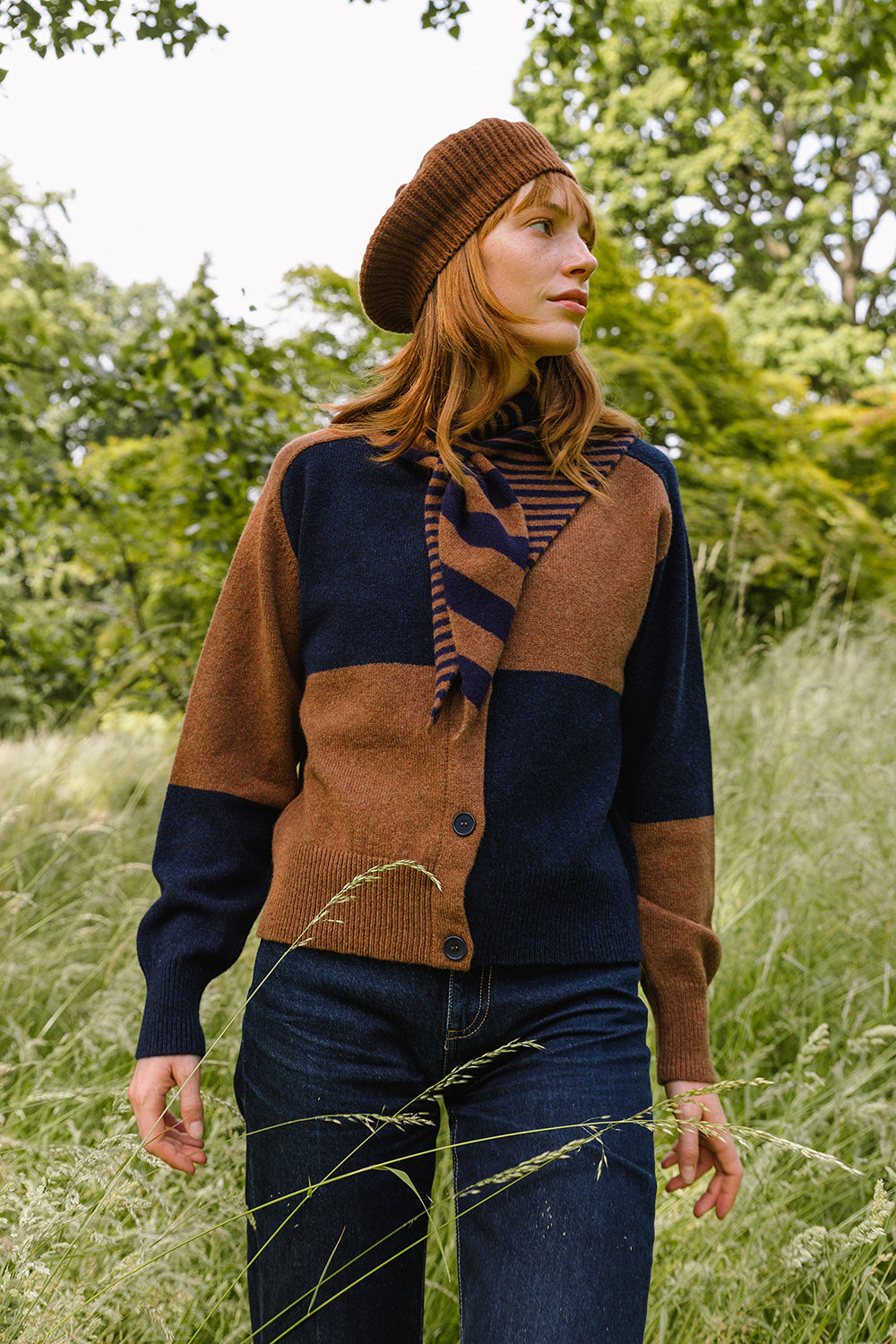 Check Cardigan - Suede