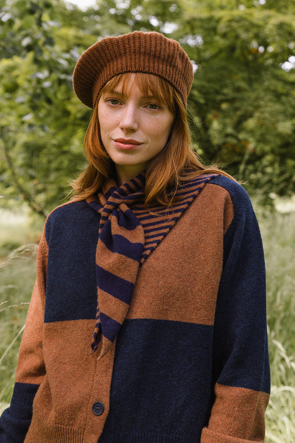 Check Cardigan - Suede