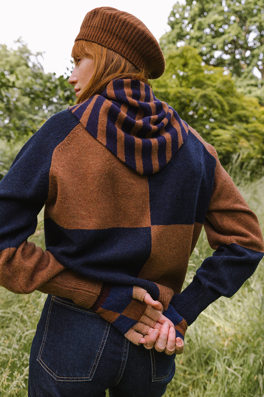 Check Cardigan - Suede