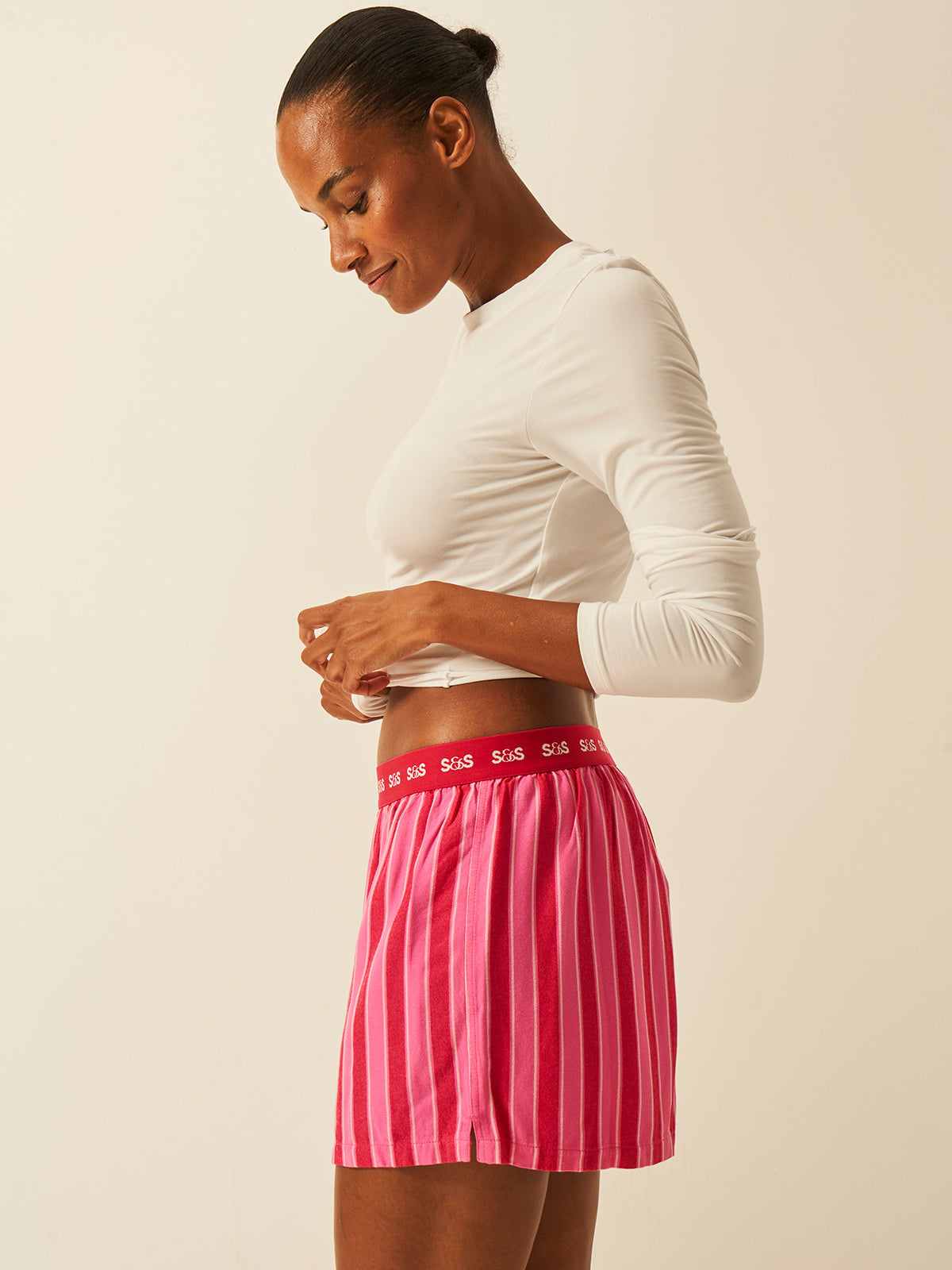 Soft Brushed Woven Pyjama Shorts - Candy Pop Stripe