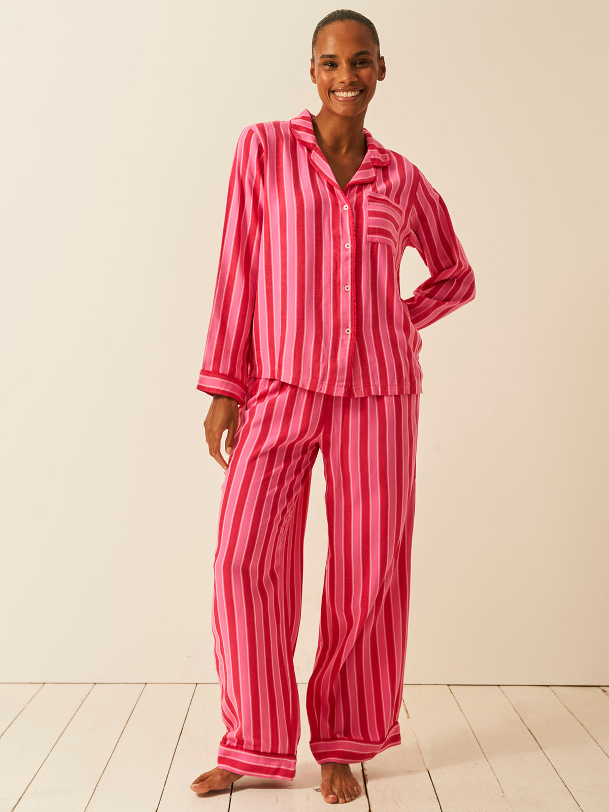 Soft Brushed Woven Pyjama Bottoms - Candy Pop Stripe