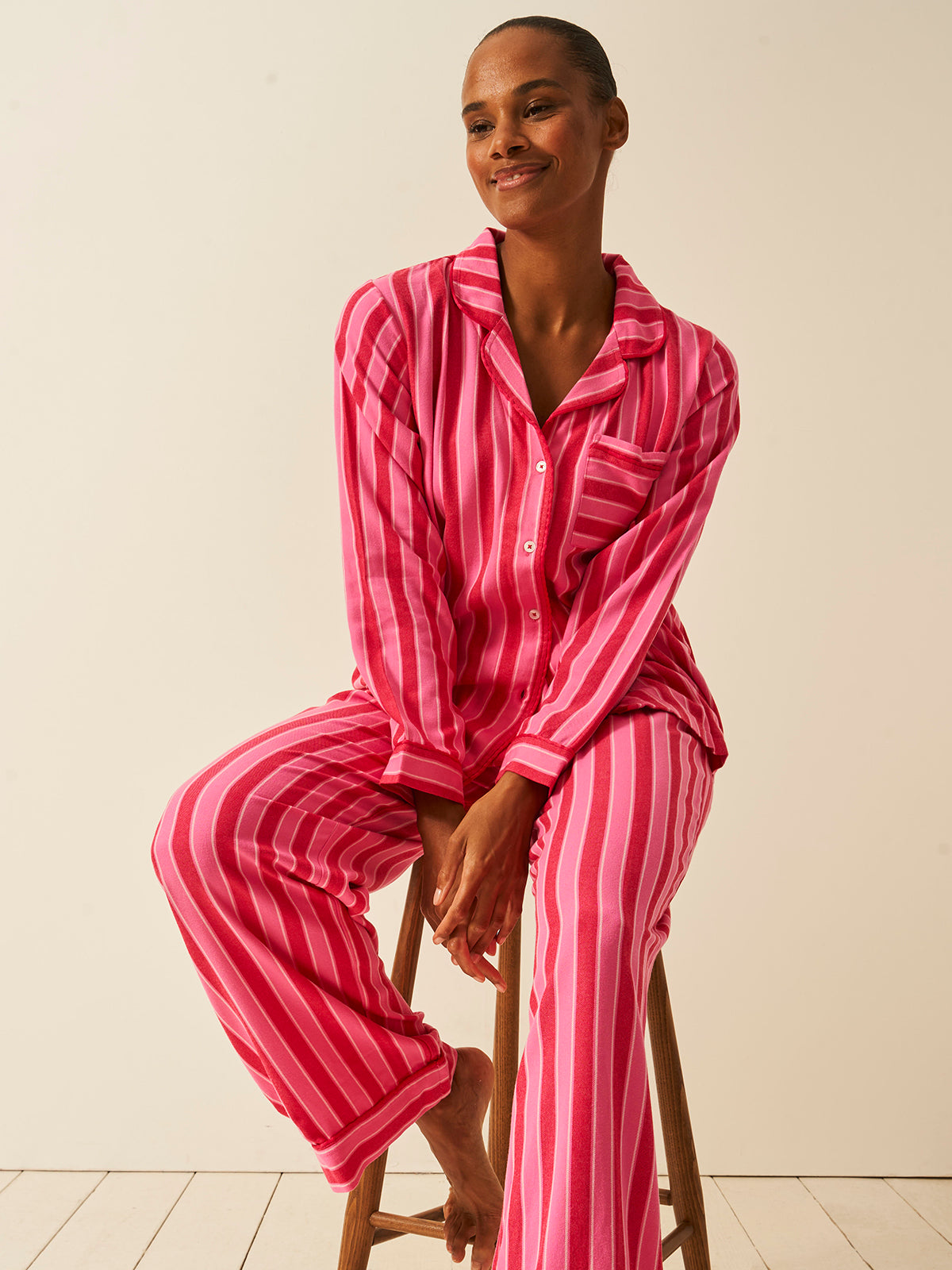 Soft Brushed Woven Pyjama Bottoms - Candy Pop Stripe