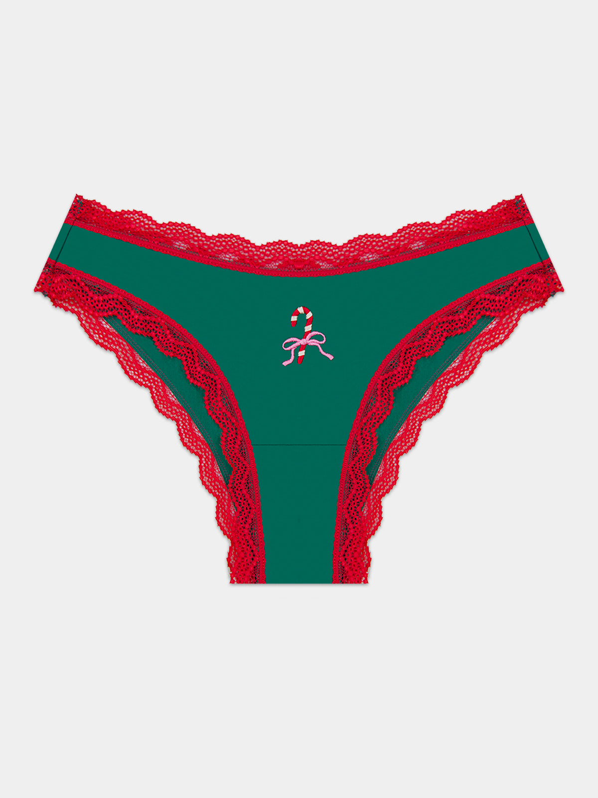 Brazilian Knicker - Candy Cane Bow Embroidery