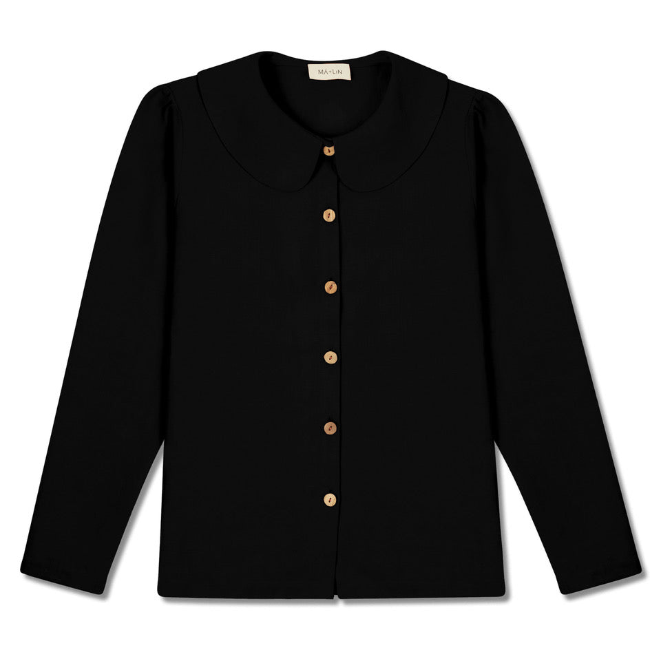 Claudine Linen Blouse  - Black